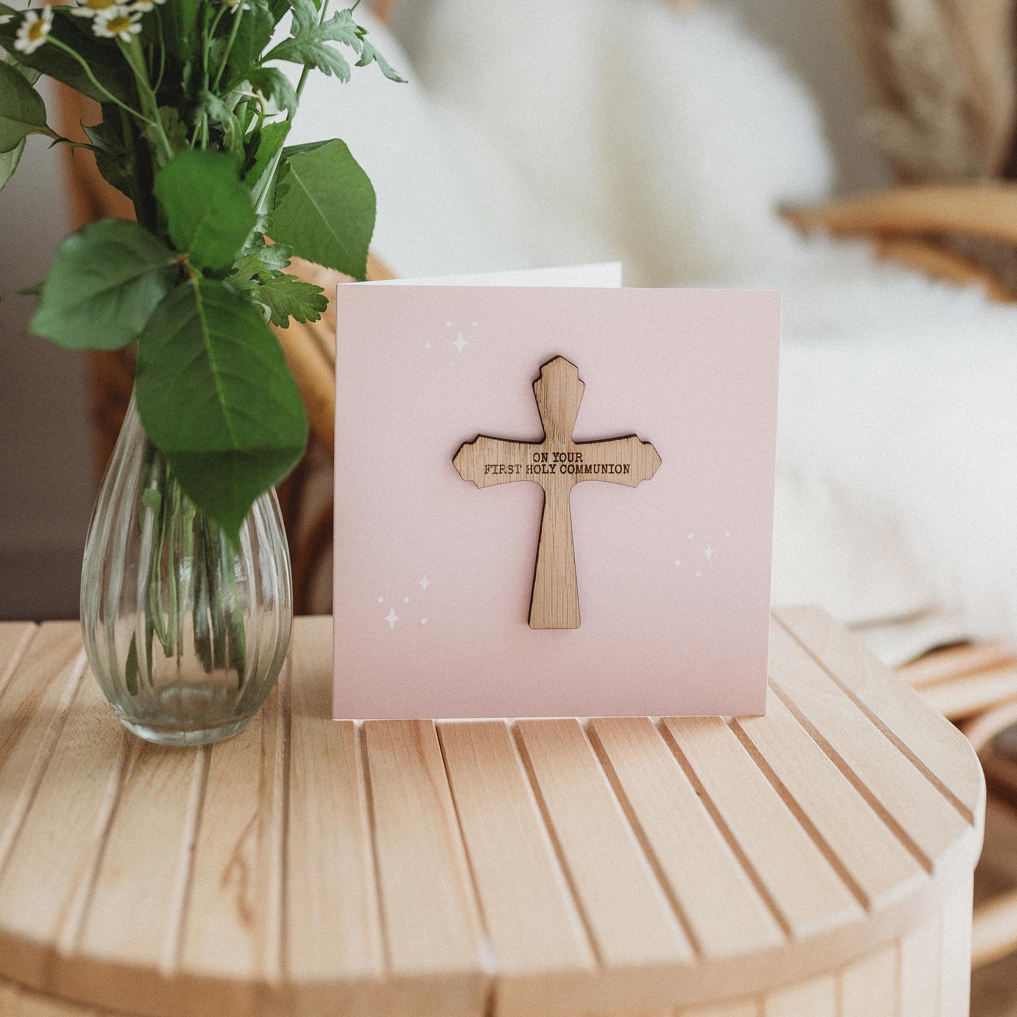 Baptism Card for Boy with Removeable Wooden Cross Keepsake (Blue, Baptism Day) - Image 3