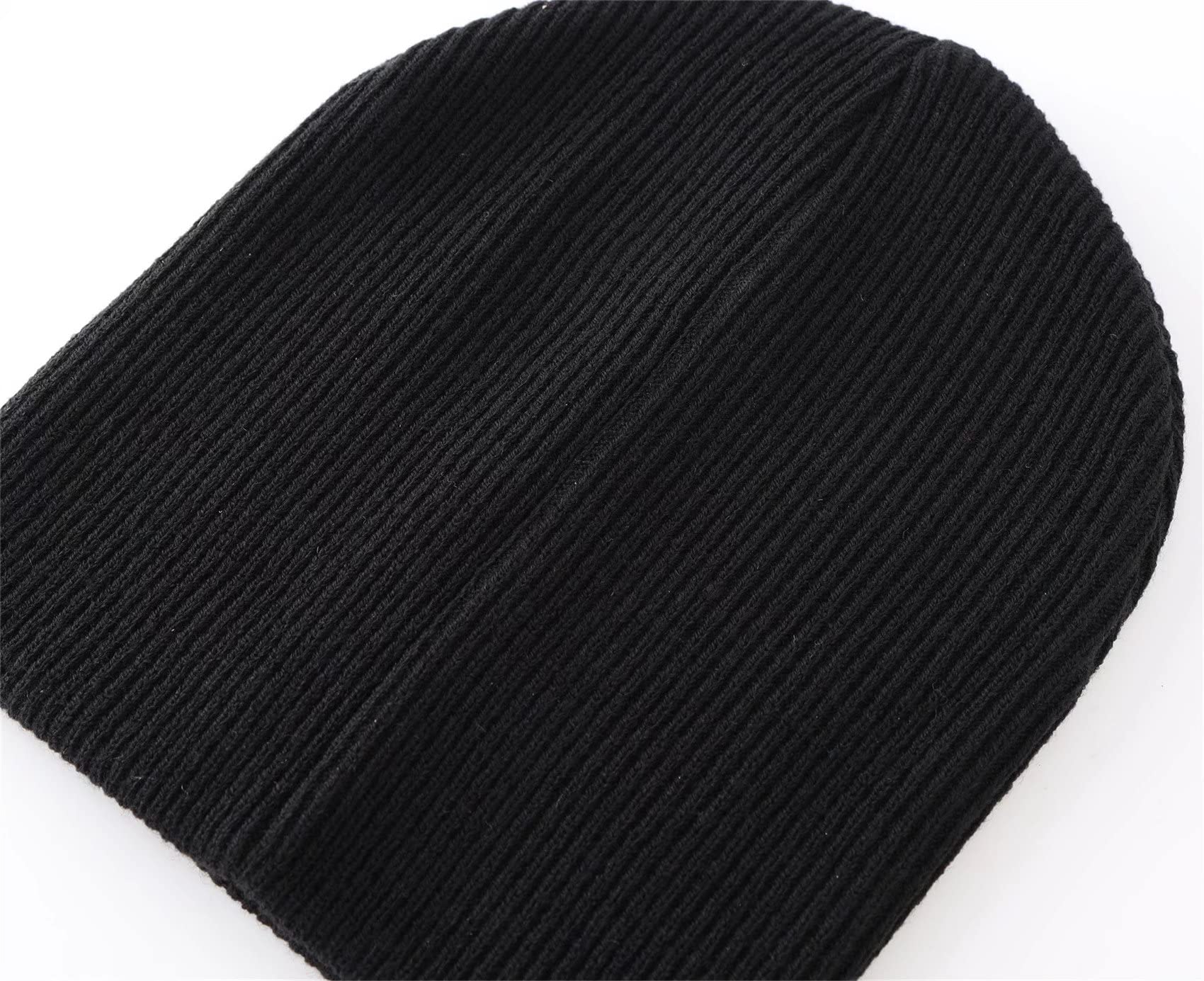 Connectyle Acrylic Boys Girls Daily Rib Knit Kids Hat Thin Winter Slouchy Beanie Cap, Black, Medium 4