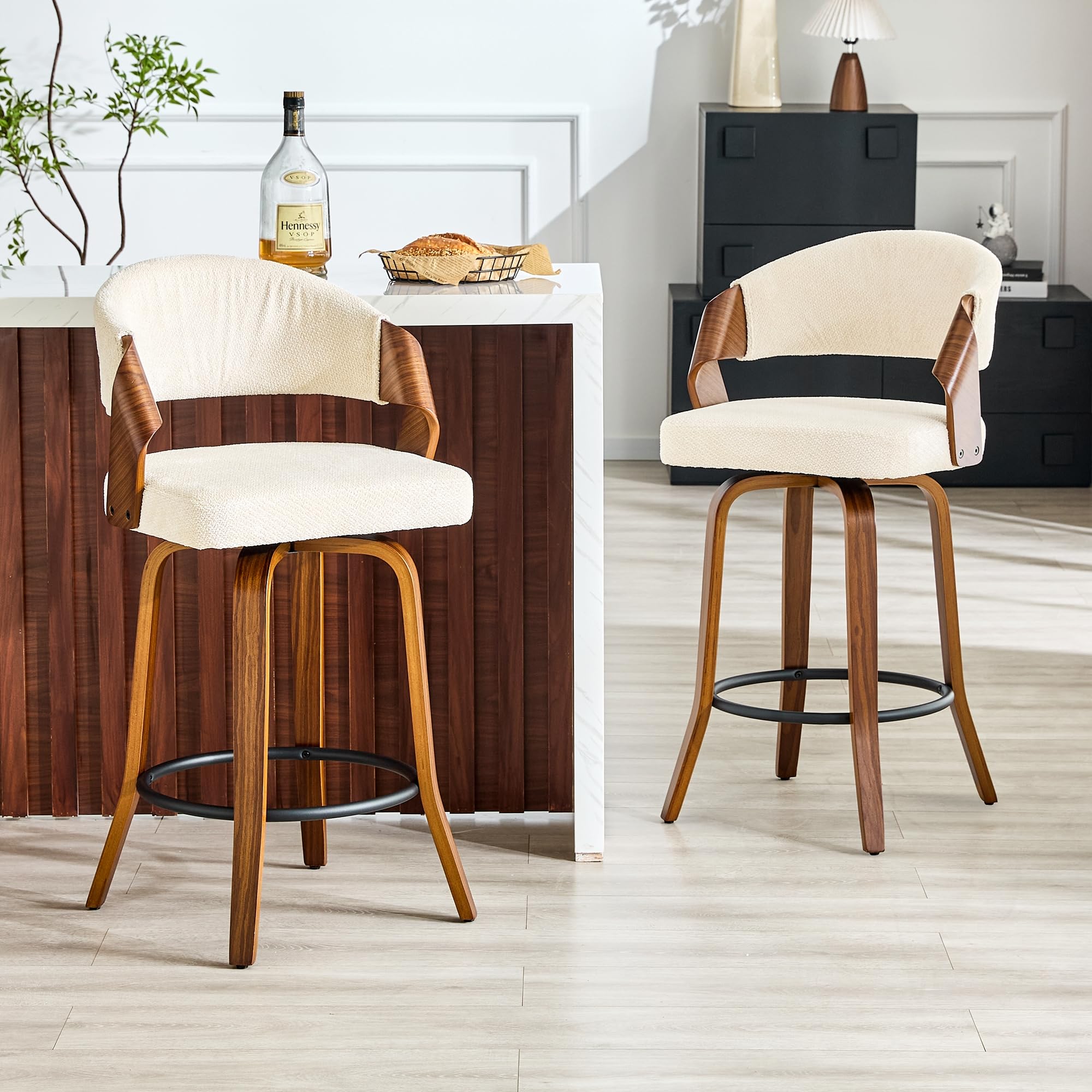 Tabouret de bar blanc pour îlot de cuisine de 95 cm, idéal pour les repas en famille