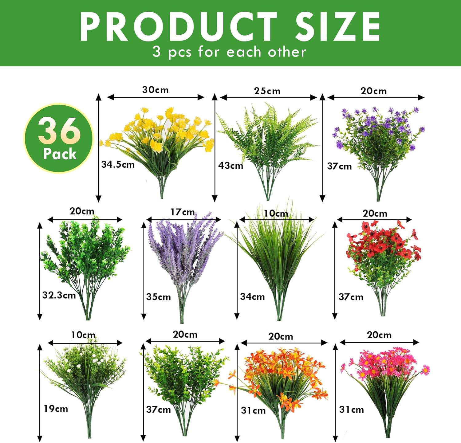 36 Bundles Artificial Plants Flowers Outdoor Spring Decoration Faux Flowers for Outdoor Planters Fake Wildflowers Faux Flowers Bulk for Hanging Planter Home Wedding Spring Summer Decor - Image 2
