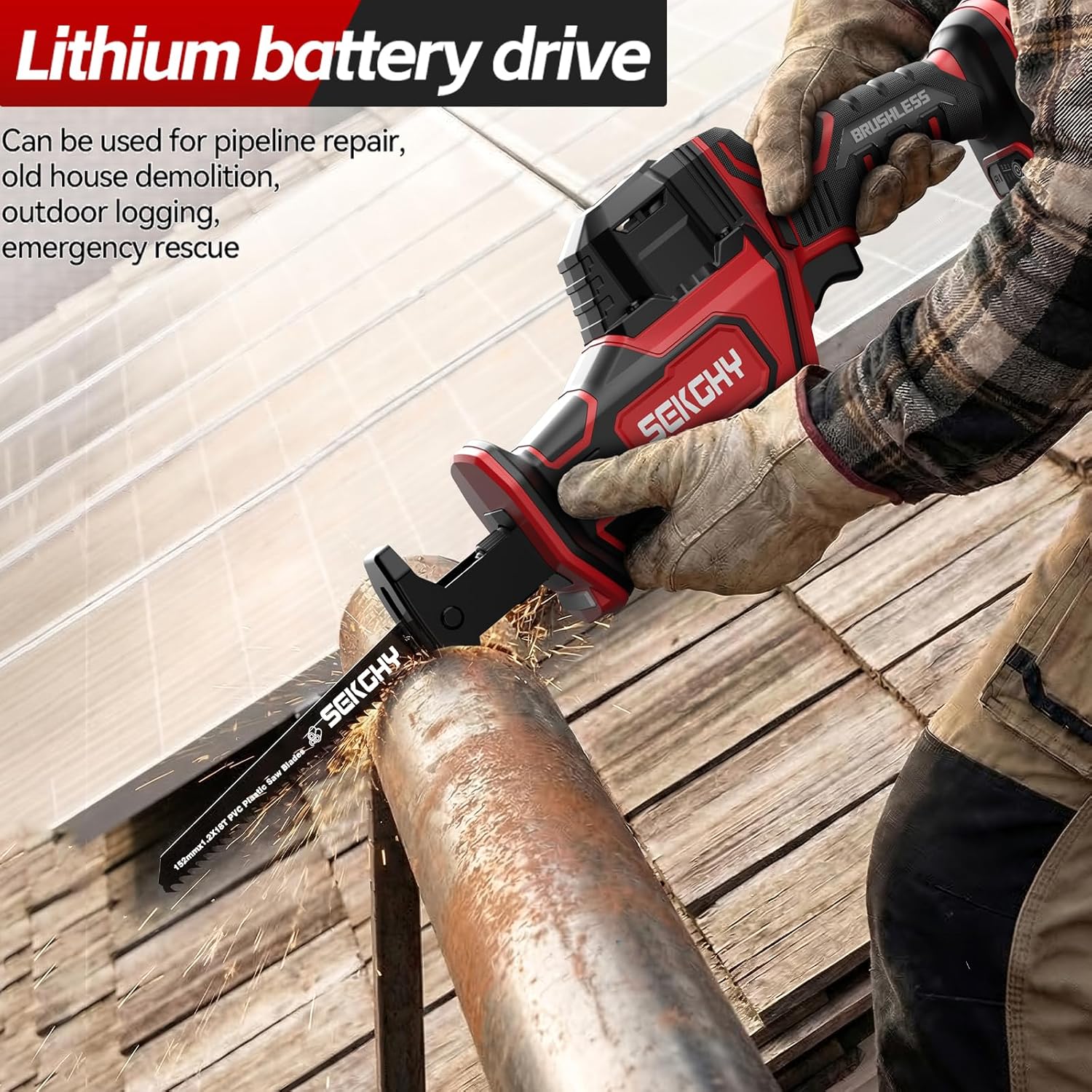 20V MAX Brushless Cordless Recip Saw, 3100 RPM High Speed w/LED Light, 5Ah Battery & Fast Charger, Multi Blades for Wood/PVC/Metal, Handheld for Home Repair Trimming Demolition