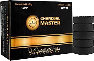 Coal Instant Light - Incense Charcoal Disks - Set of 100 Tablets - 40 mm Quick Light Briquettes - Natural, Slow Burn and Low Smoke (100)