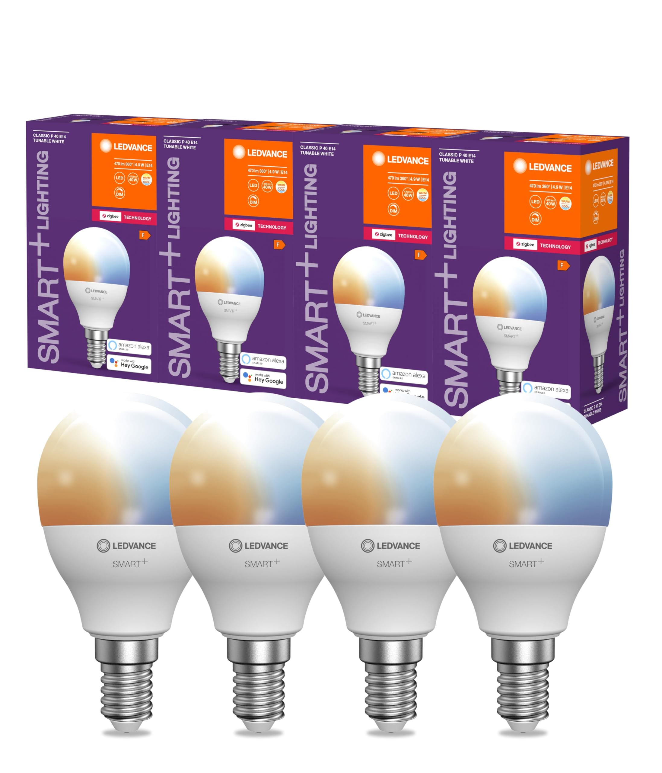 LEDVANCE Klassische Miniballform mit Zigbee-Technologie, Plastics, E14, 4.9 W