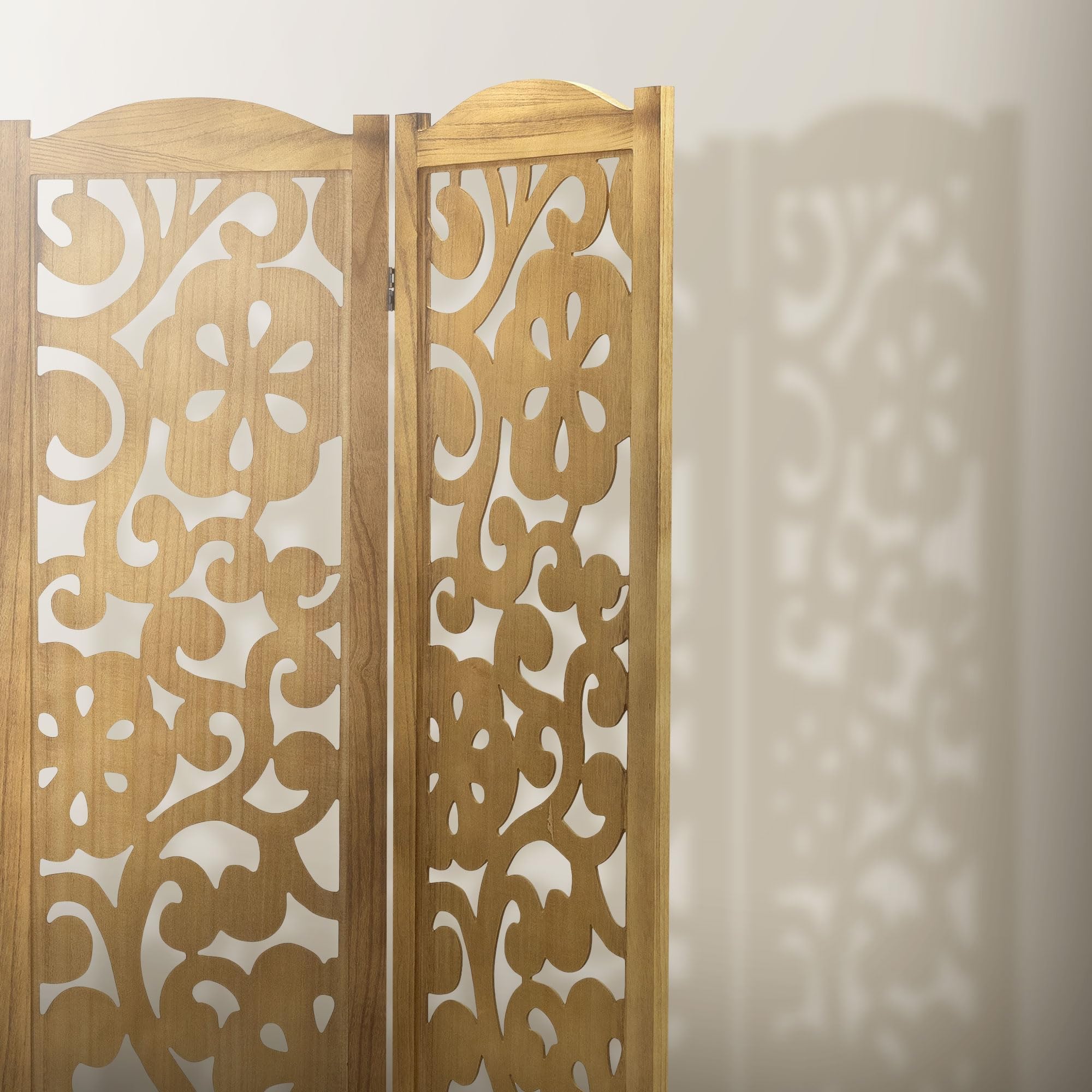 ML-Design Paravent Intérieur Yokohama, Naturel, 172x121 cm, en Bois, à 3 Panneaux Pliables, Cloison de Séparation Décorative Séparateur de Pièce Diviseur Écran d'Intimité Vestiare Protection Visuelle