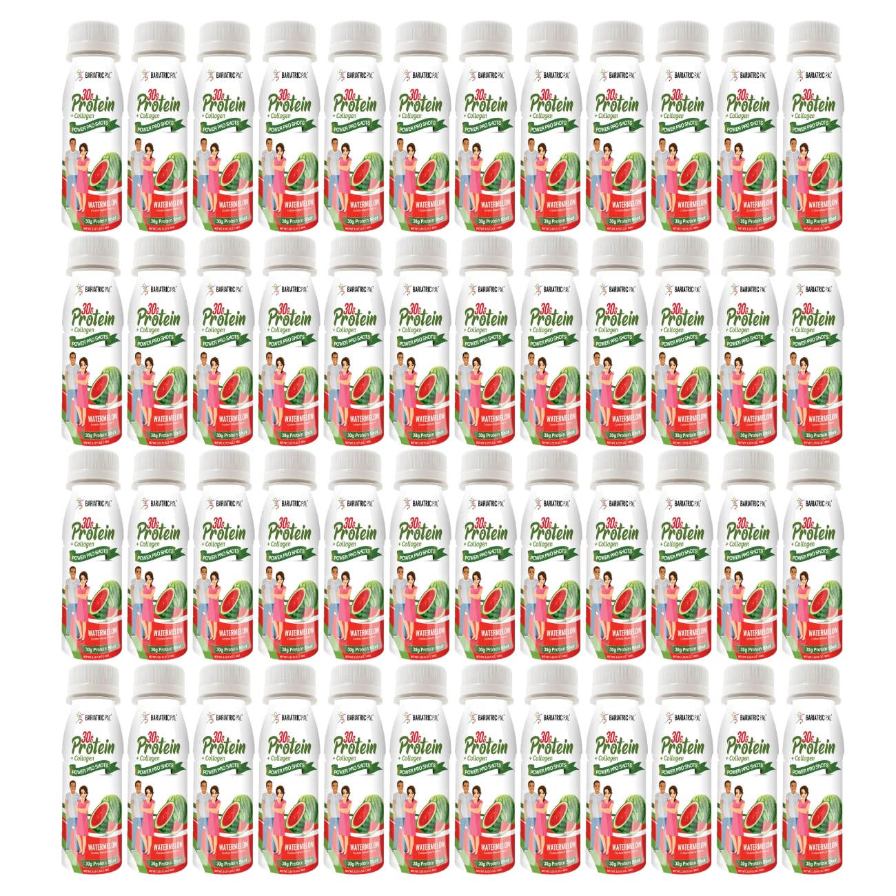 BariatricPal 30g Whey Protein & Collagen Sugar-Free Power Pro Shots - Watermelon (48 Bottles)