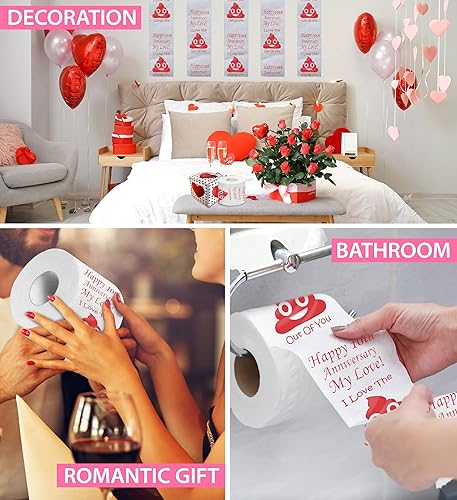 Miniatura 5 de Impreso TP Happy Tenth Anniversary I Love The Poop Outta You - Broma de papel higiénico impresa  Divertido regalo novedoso, aniversario de 10 años