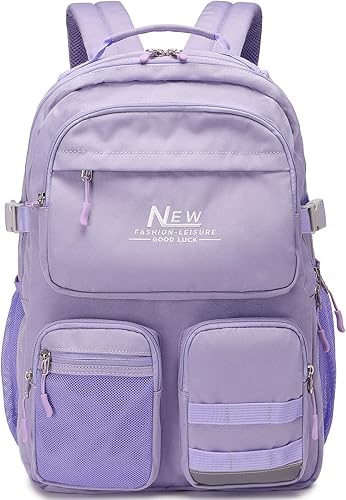 Miniatura 8 de Mochila grande universitaria para adolescentes, hombres y mujeres, múltiples bolsillos, resistente al agua, casual, mochila para viajes, Negro -,