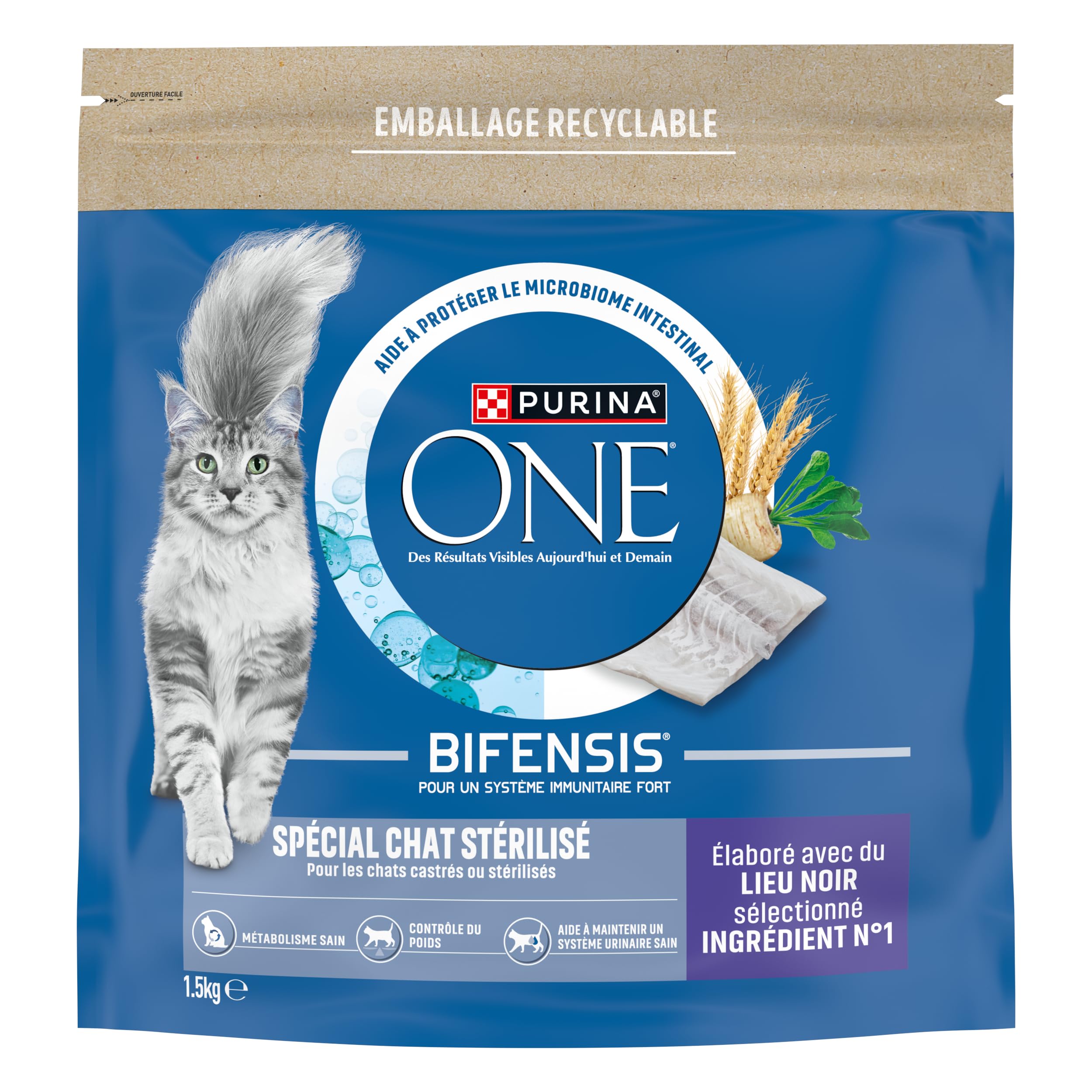 PURINA ONE SPÉCIAL Chat STÉRILISÉ Croquettes Lieu Noir 1,5kg