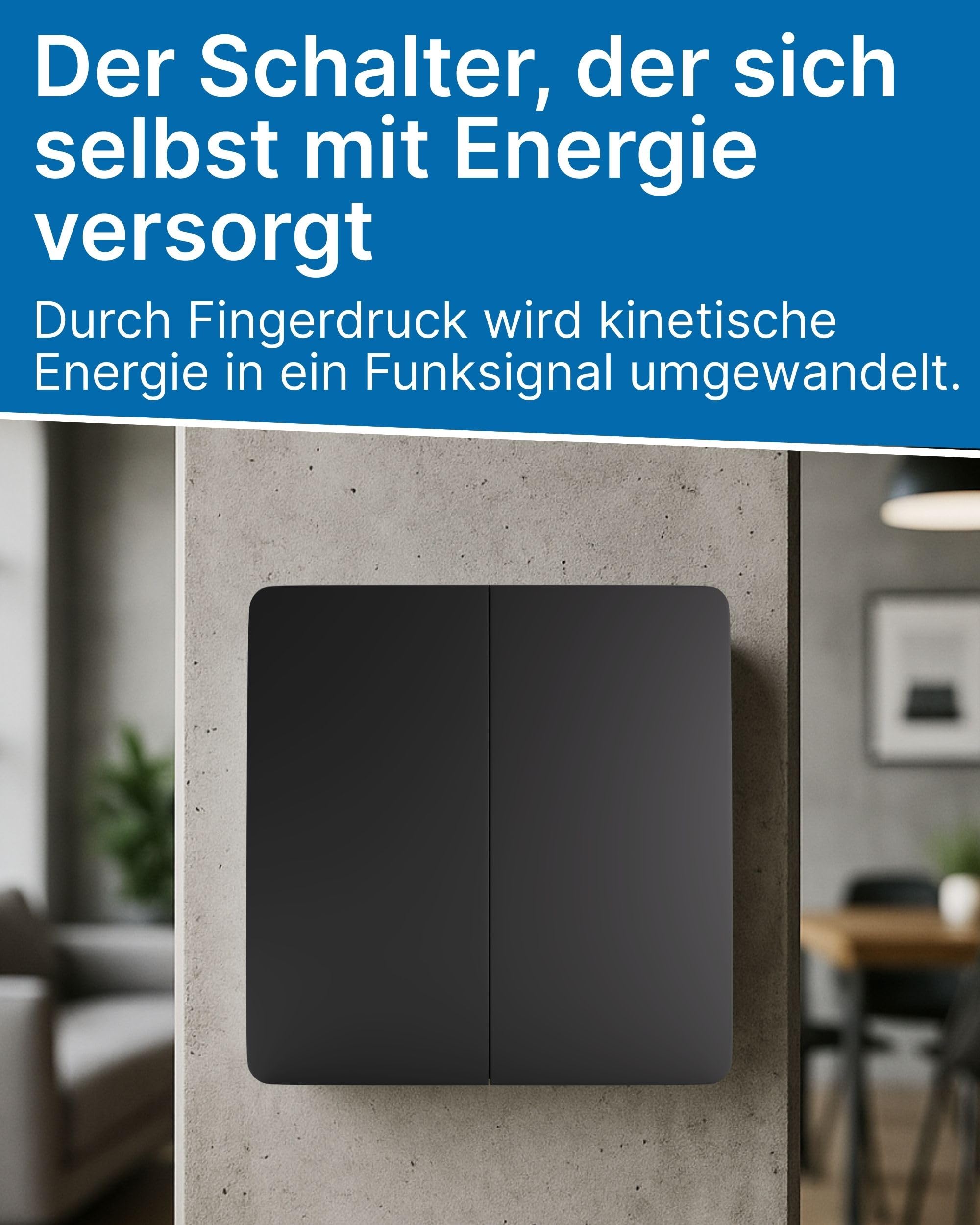 Hochwertiger Funkschalter 230V Dimmer Batterielos | Funk Lichtschalter Set IP67 Dimmbar | WLAN Dimmer Empfänger | 80m Reichweite | Alexa & Google Home
