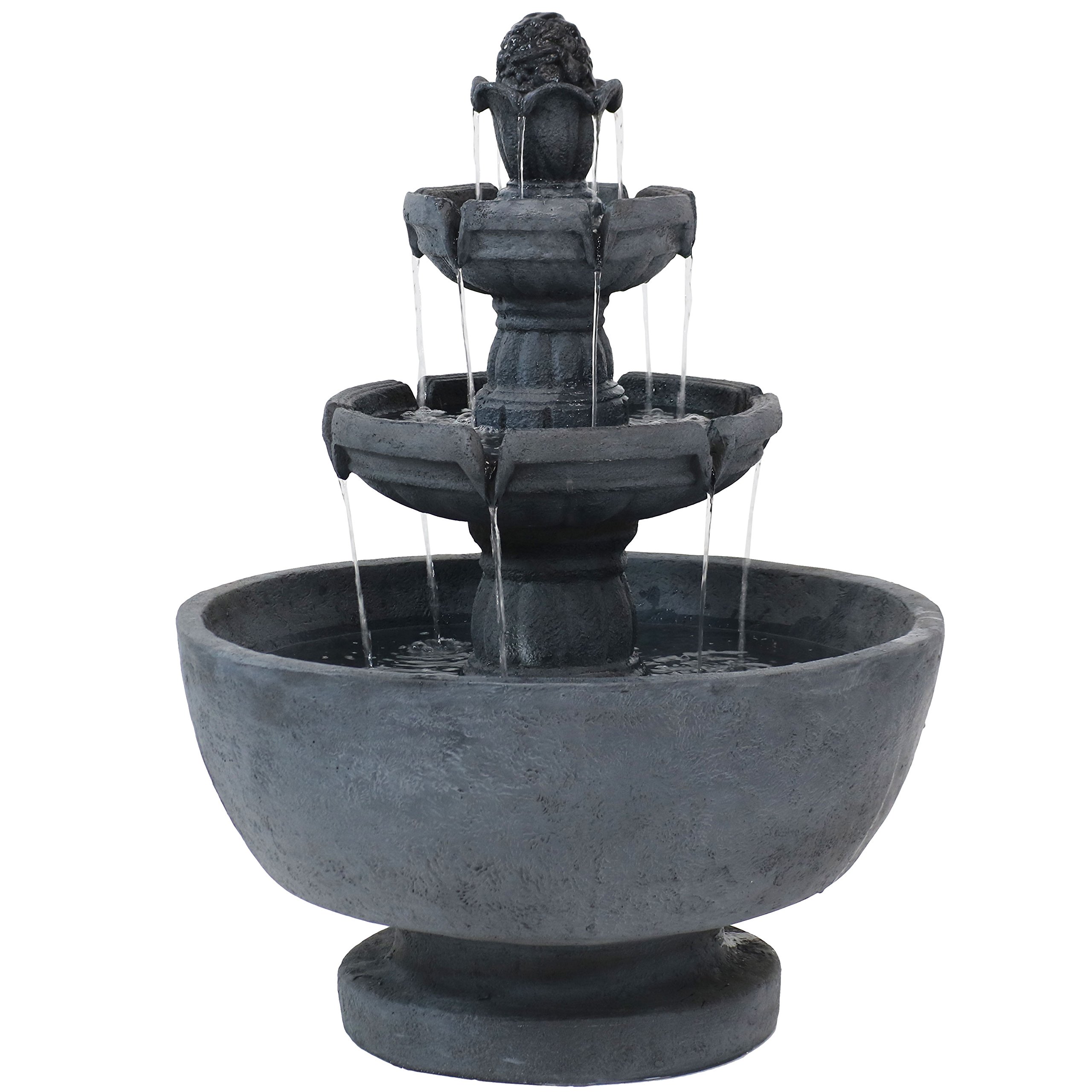 Buy Sunnydaze 34Inch H Budding Fruition 3Tier Outdoor Water Fountain