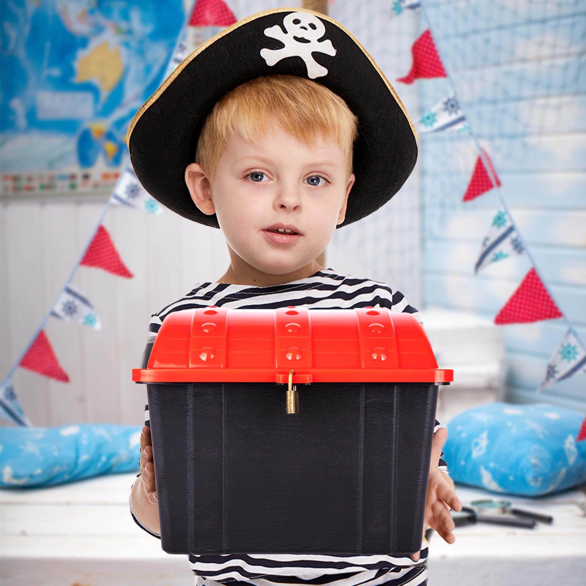 ＴＲＥＡＳＵＲＥ　ＢＯＸ Kids Pirate Treasure Chest Storage Box,Golden Border