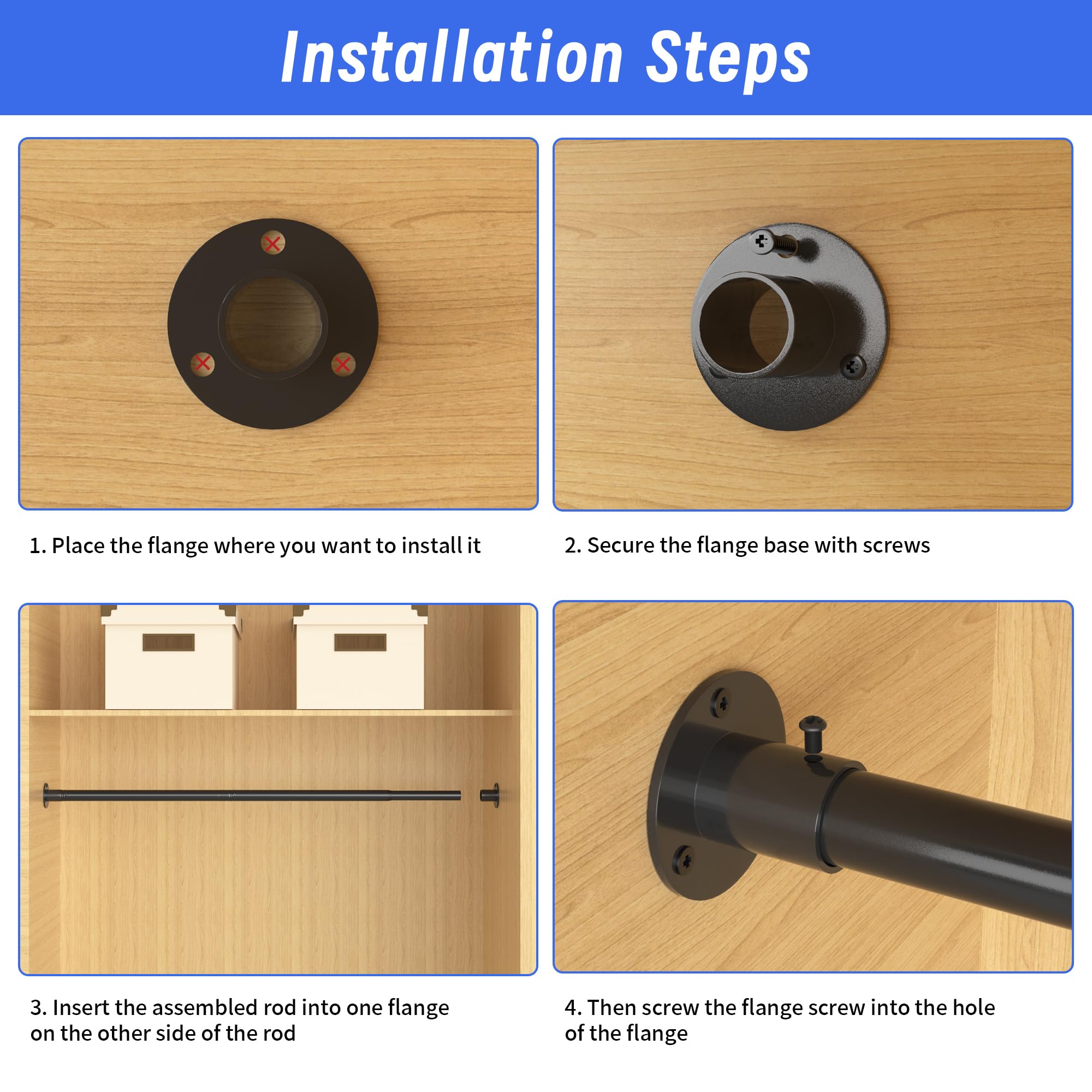 Closet Rods for Hanging Clothes - Heavy Duty Closet Poles 74-90 Inches - Adjustable Closet Rod Extender Hanging - Space Saving Closet Bar for Hanging Clothes, Laundry Room, Mud room, College Dorm