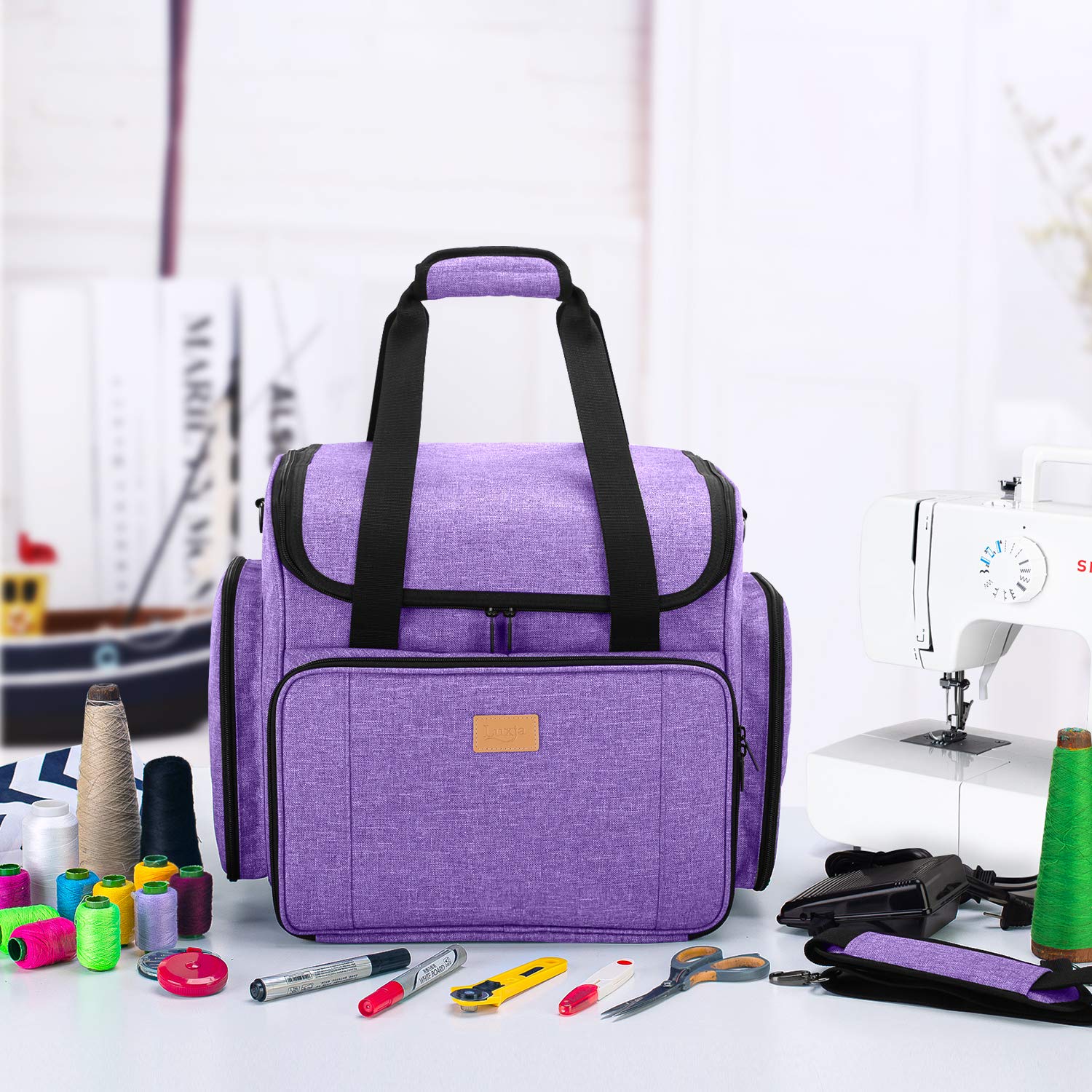 Luxja Bolsa para Máquinas de Coser con Trolley Desmontable, Maletas de Transporte para Máquinas de Coser y Accesorios (Solo Bolsa)