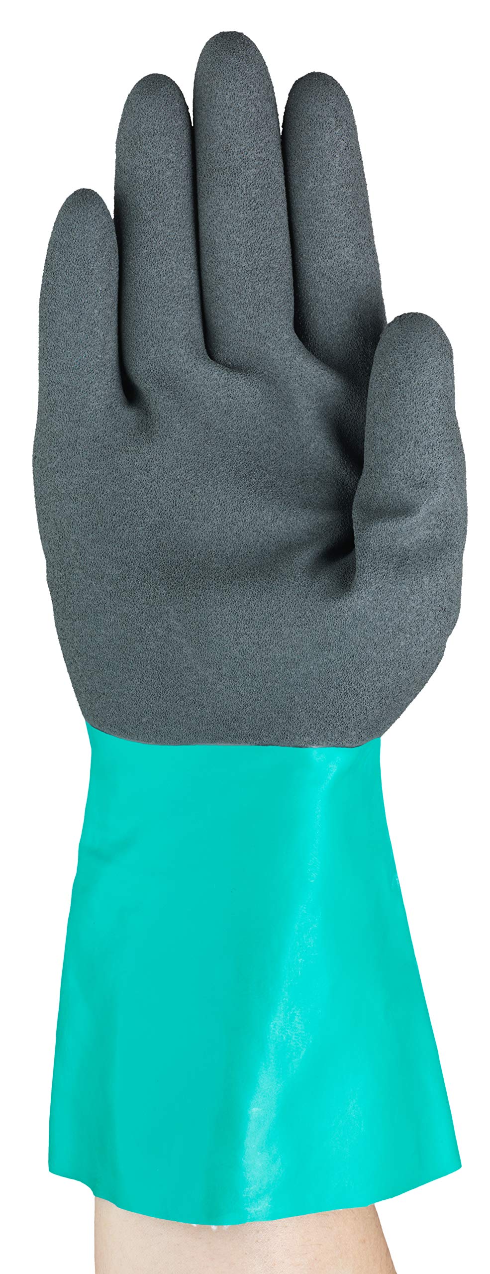 Ansell AlphaTec 58-530W Gants Protection Chimique en Nitrile, Gant Impérméable Très Résistant Liquides et Solvants, EPI Homme Femme, Réutilisable, Taille L (6 Paires)