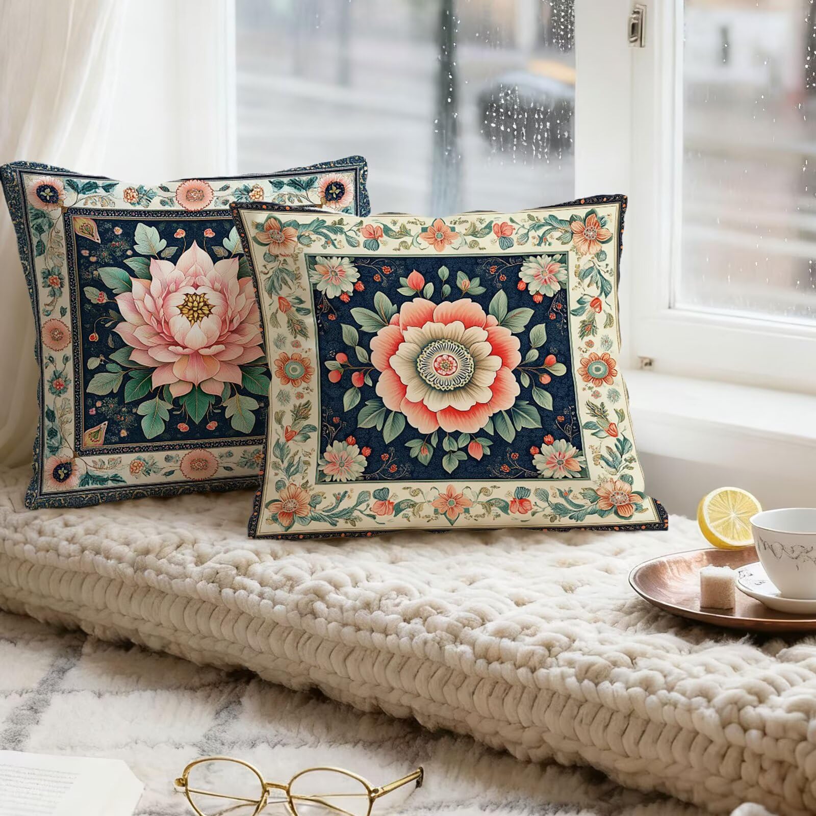 Rosa Funda Cojin 60x60 Bohemia Funda Almohada 60x60 Cojines Sofa Súper Suave Fundas Cojines Decorativos Fundas Almohadas 4 Piezas Almohada Cervicales y Cuello, para Hogar Cama Salon Decoracion E - 645