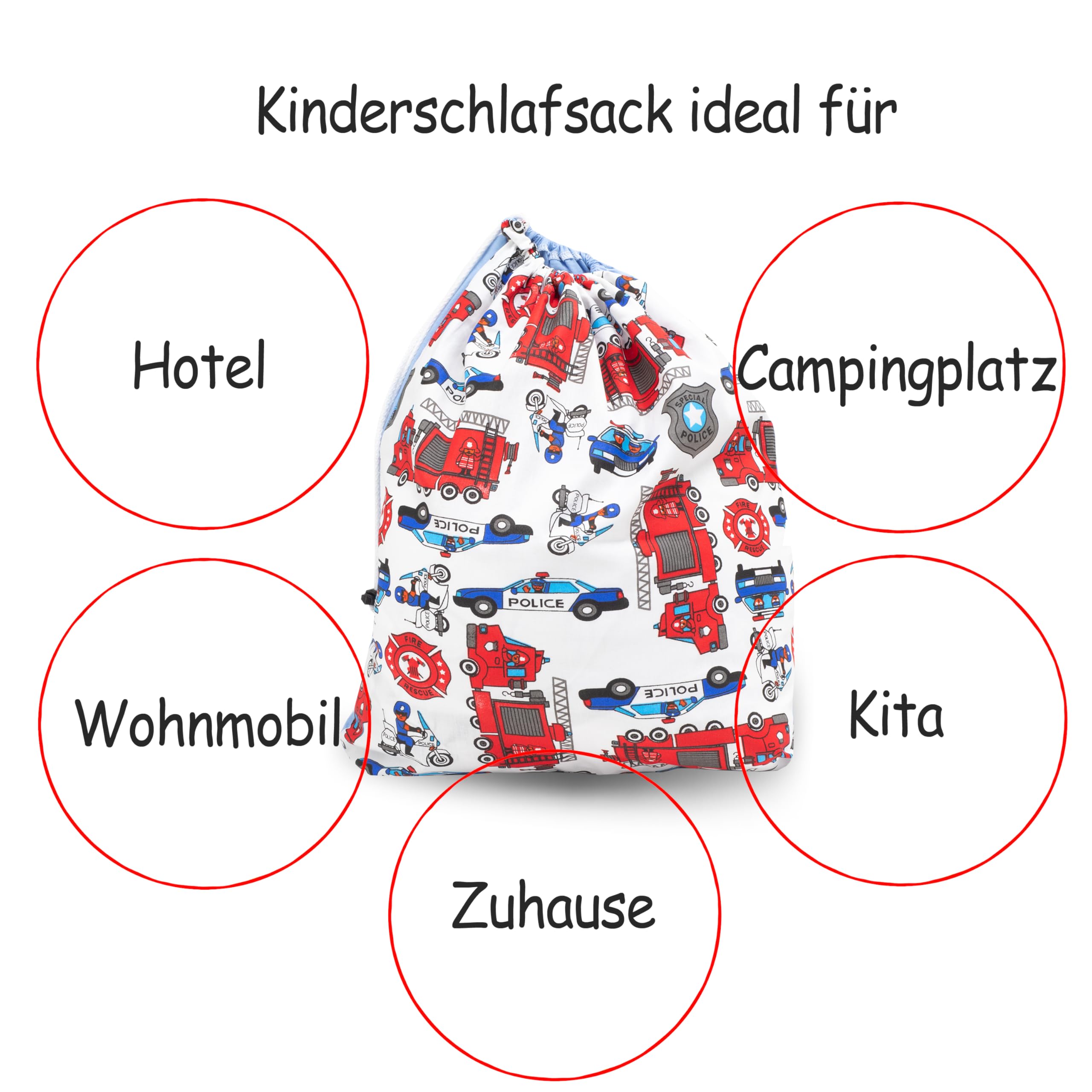 PinkZebra Schlafsack Kinder 140x75 cm Öko-Tex Polizei