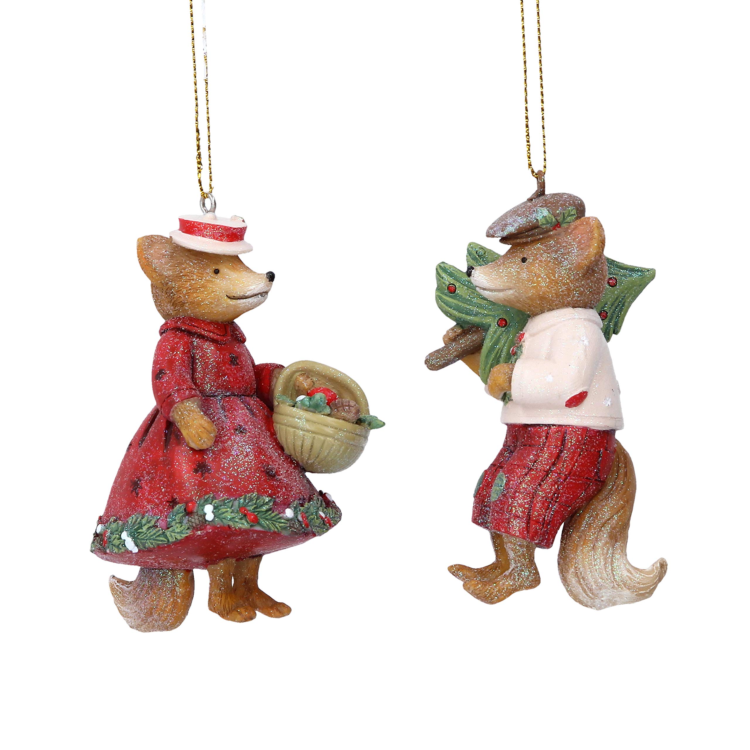 Mrs Fox Hanging Ornament – Decorative Lady Fox Figurine – Gisela Graham Ornament