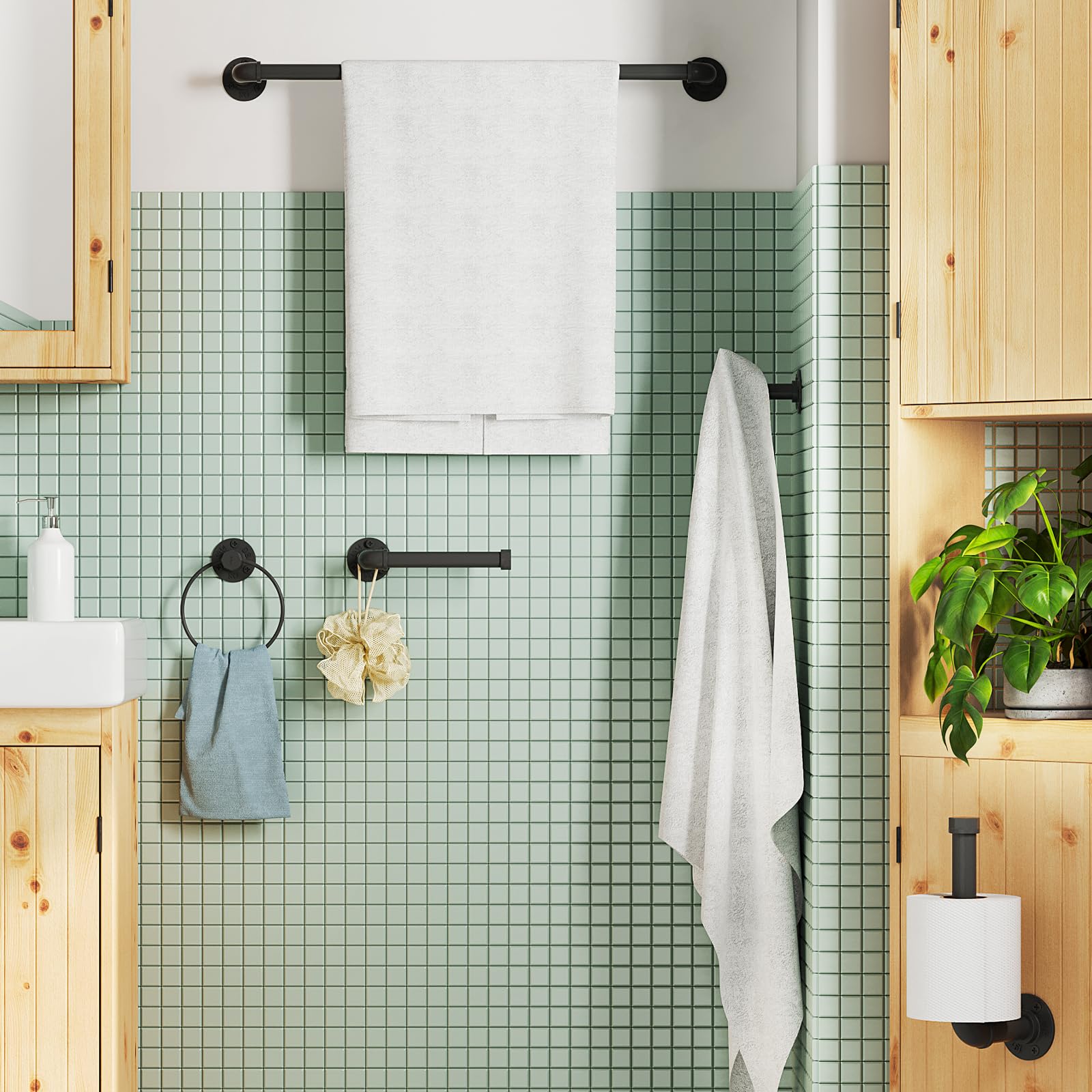 NiHome Lot de 10 barres porte-serviettes de salle de bain en forme de tuyau