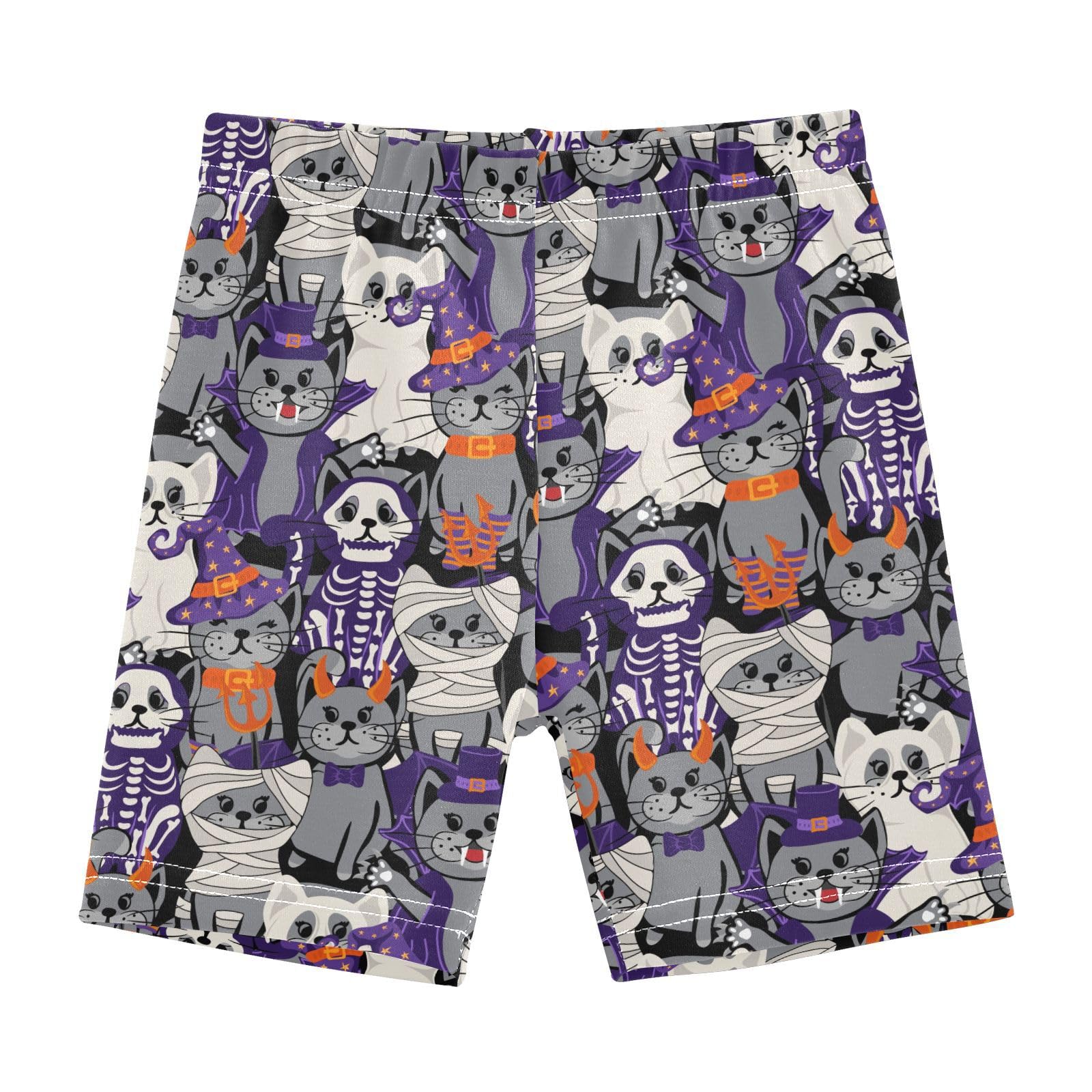 JHKKU Girls Halloween Cats Shorts Cotton Cartwheel Bike Kids Biker Under Dress Dance Short Girl Clothes 6T