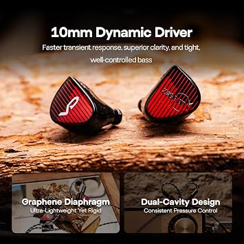Linsoul ZiiGaat x Vivir Digital: Rumba 10mm Graphene DD Driver IEM Earphone | HiFi Wired Earbuds with Powerful Sub Bass, Detachable 2Pin Cable for Audiophile, Gaming, Music & Stage, without Mic