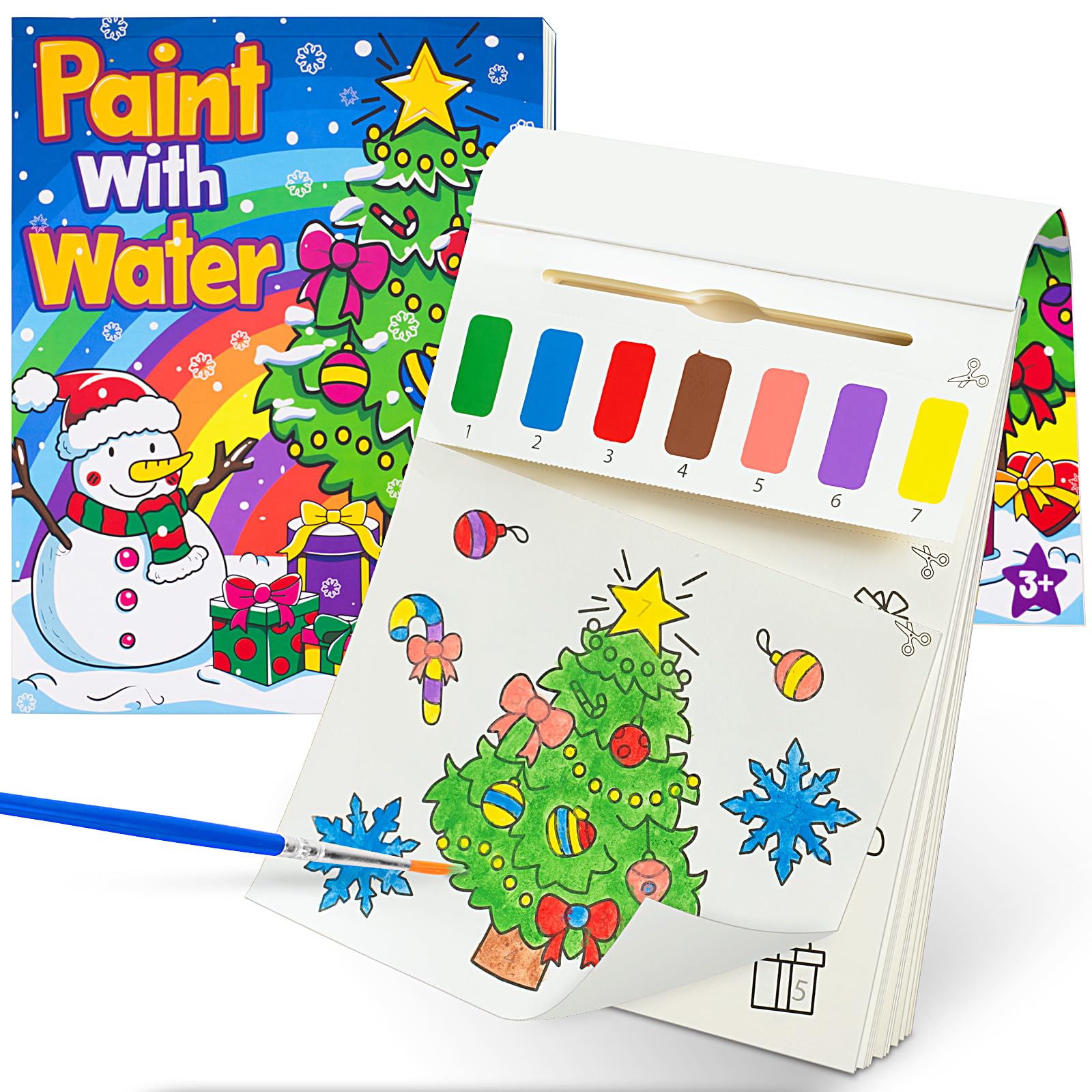 DoodleDoo Christmas Water Coloring Book for Kids, Paint with Water Book-Arts and Crafts for Kids, Watercolor Painting Kit for Girls Boys Holiday Games Birthday Christmas Gift for Ages 3 4 5 6 7 8
