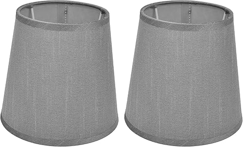 Miniatura 1 de Cyrank Juego de 2 pantallas de lámpara pequeña, mini lámpara de araña para lámparas, pantalla de tela de barril para lámpara de mesa y piso (gris)