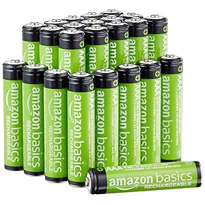 Amazon Basics confezione da 24 batterie AAA NiMH Performance ricaricabili, 800 mAh, 1, 2 V, ricaricabili fino a 1000 volte, precaricate