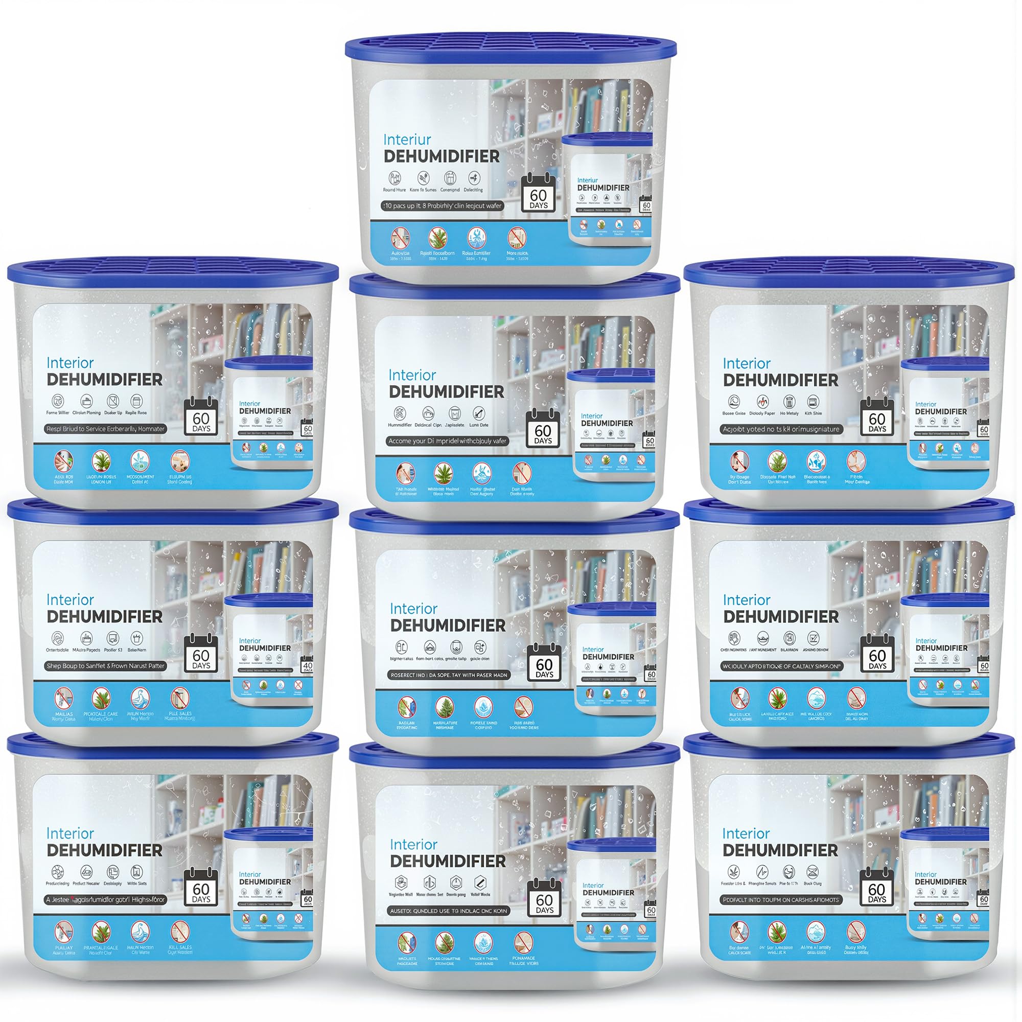 Roe Tenpo Dehumidifier, 500ml, Pack of 10, Moisture Absorber for Damp, Mould | Condensation Absorbers | Ideal dehumidifiers for Home, Bedroom, Bathroom, Caravan, Office, Garage