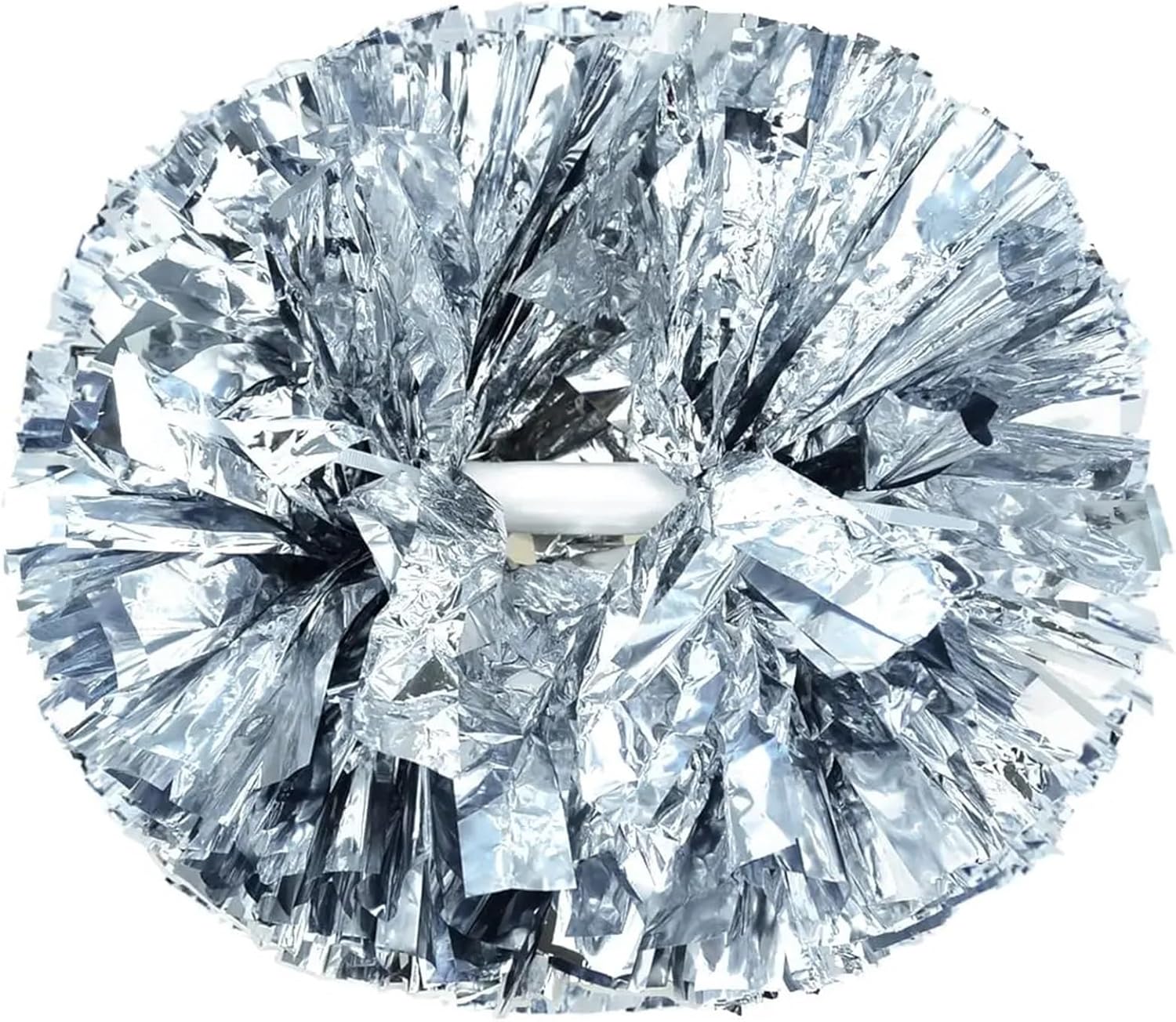 Cheerleading Pom Poms Metal Handle Cheerleading Flower Ball (6 pcs) Children's Adult Universal Sports Party Cheering Prop 35cm Silver