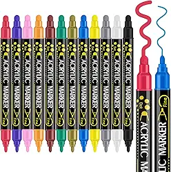 Betem Canetas de tinta acrílica de ponta dupla, canetas de tinta acrílica premium para madeira, tela, pedra, pintura rupestre, vidro, superfícies de cerâmica, artesanato faça você mesmo (marcadores de