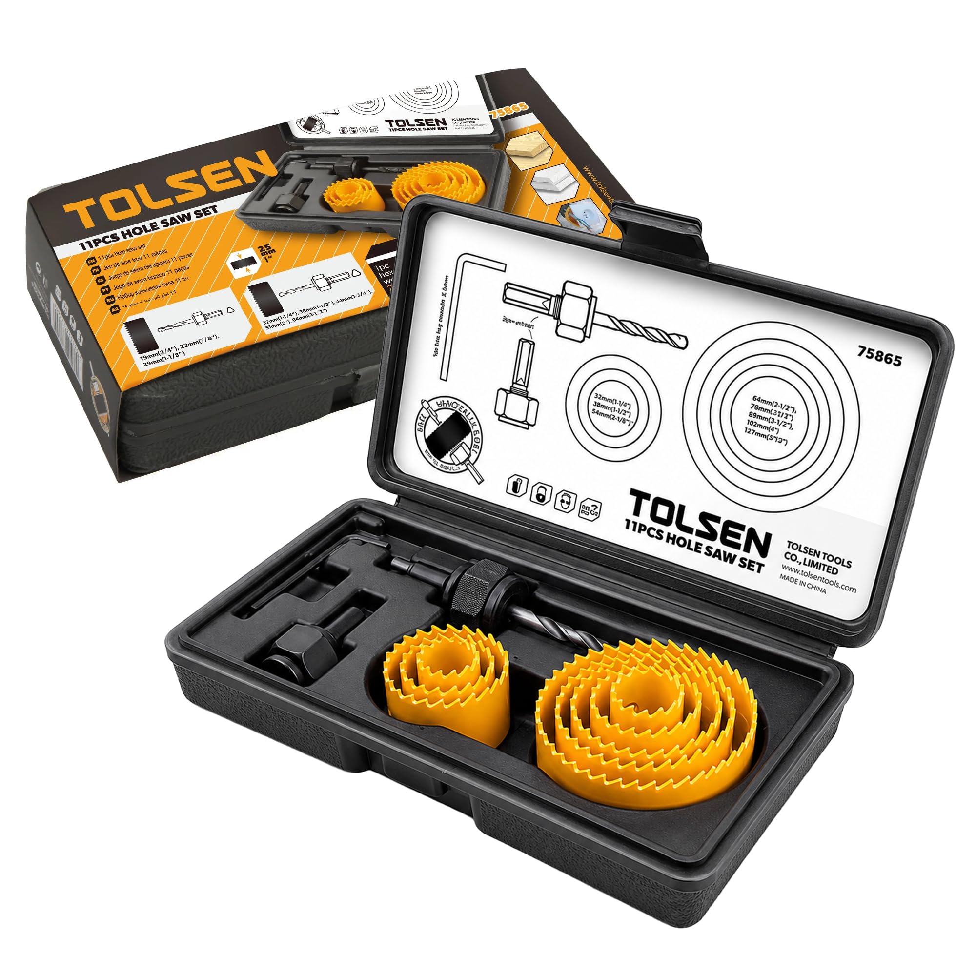 11pc Hole saw set (19mm - 64mm)