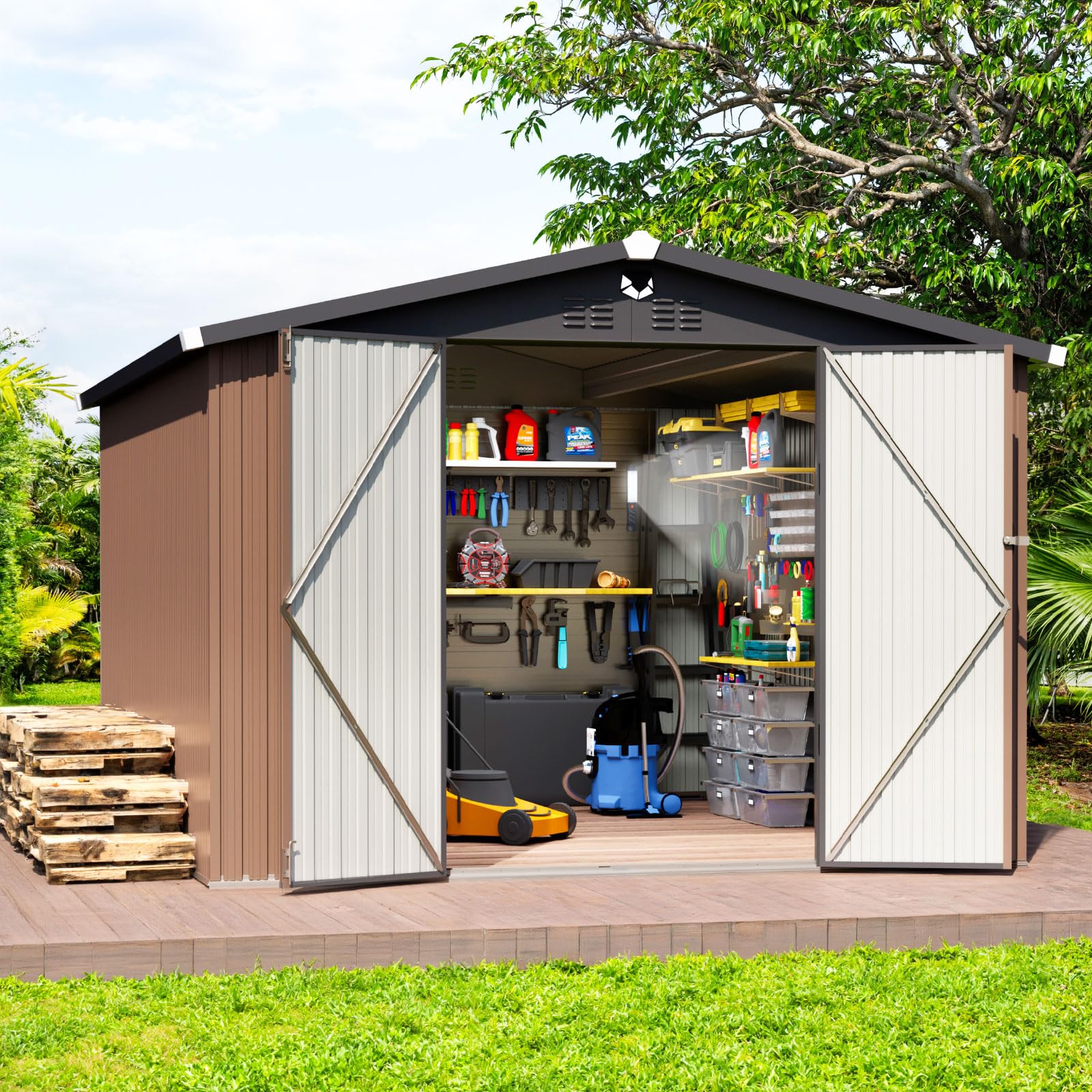 Sannwsg Metal Storage Shed 10x12
