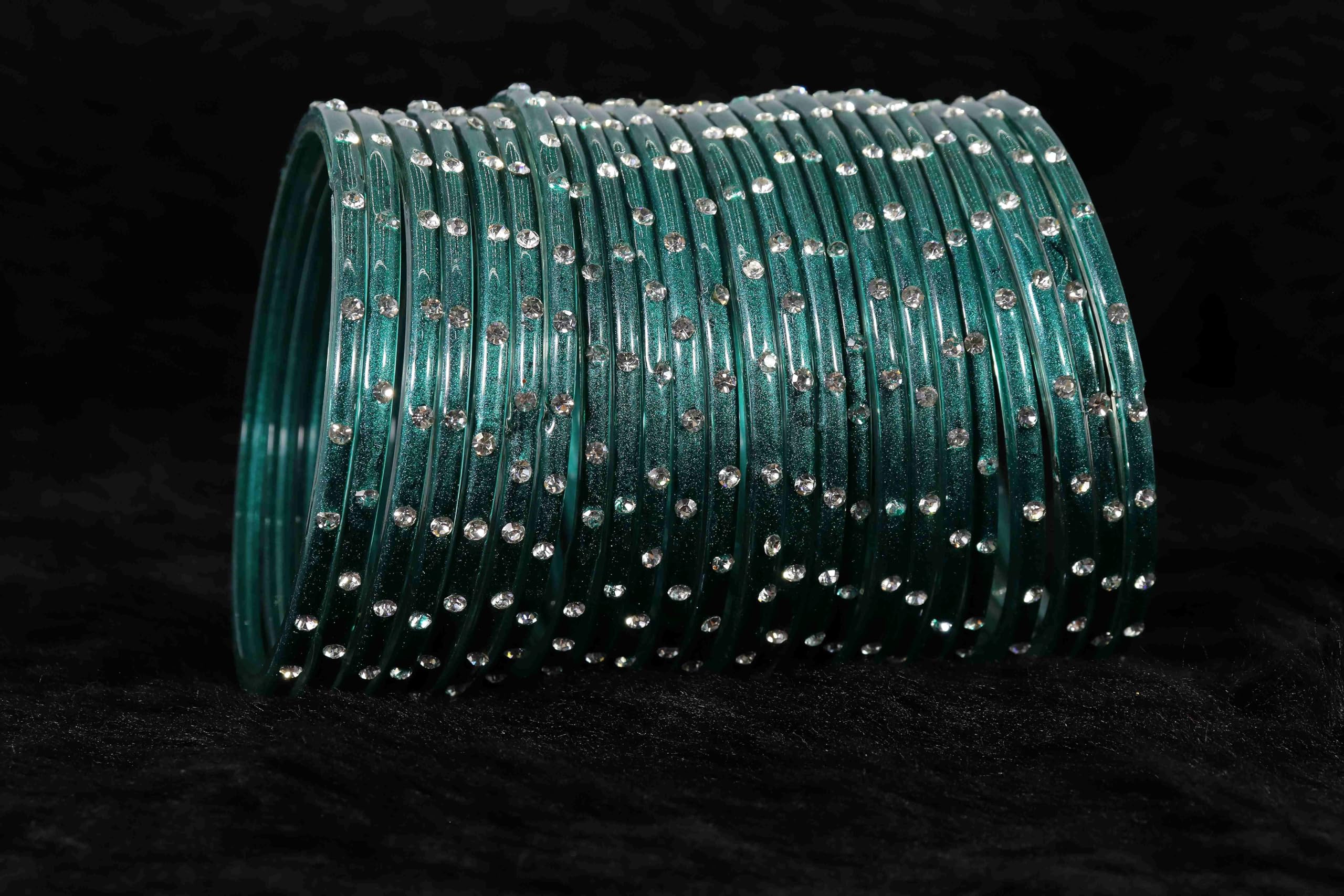 Glass Bangles with Zircon Stone Set for Daily use & Parties