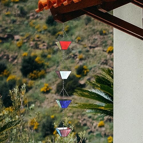 Miniatura 6 de KMJETNIVY Juego de cadenas de lluvia de 8.5 pies, hechas a mano con incrustaciones de cobre puro, estilo vintage, cadenas de lluvia para desagües