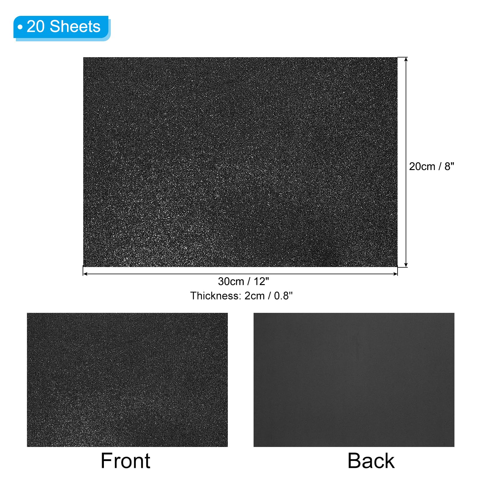 PATIKIL Dark Blue Shiny EVA Glitter Foam Sheet 11 x 8 Inch 2mm Thick Sparkle EVA Glitter Felt for Crafts DIY Project 20 Pcs - Image 2