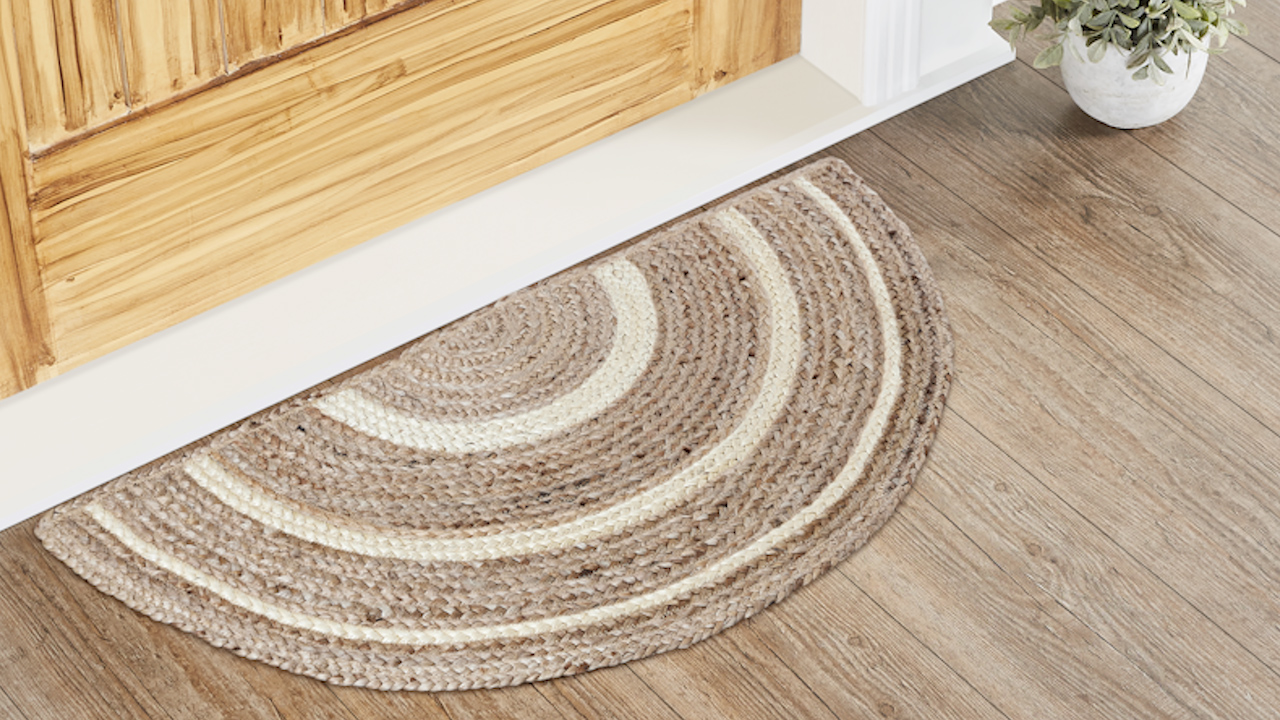 Tapete semicircular 16.5x33 pulgadas natural y crema miniatura 5