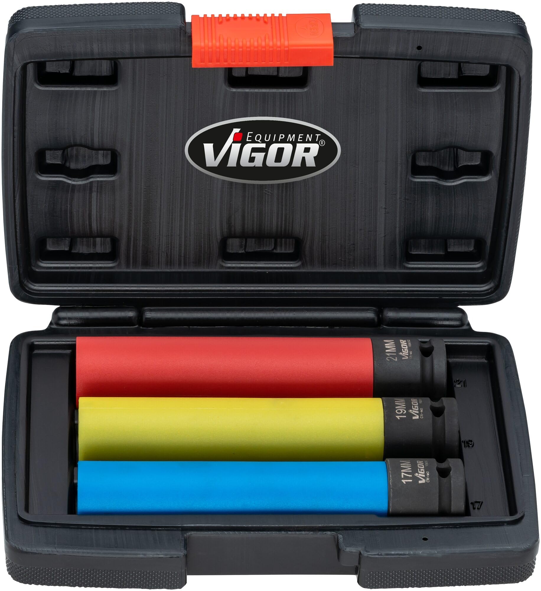 ViGOR - Set di chiavi ad impulsi extra lunghe 3 pezzi V5933/3 | design extra lungo | efficiente, robusto | azionamento: cava quadra 12,5 mm (1/2 pollice), uscita: profilo esagonale esterno