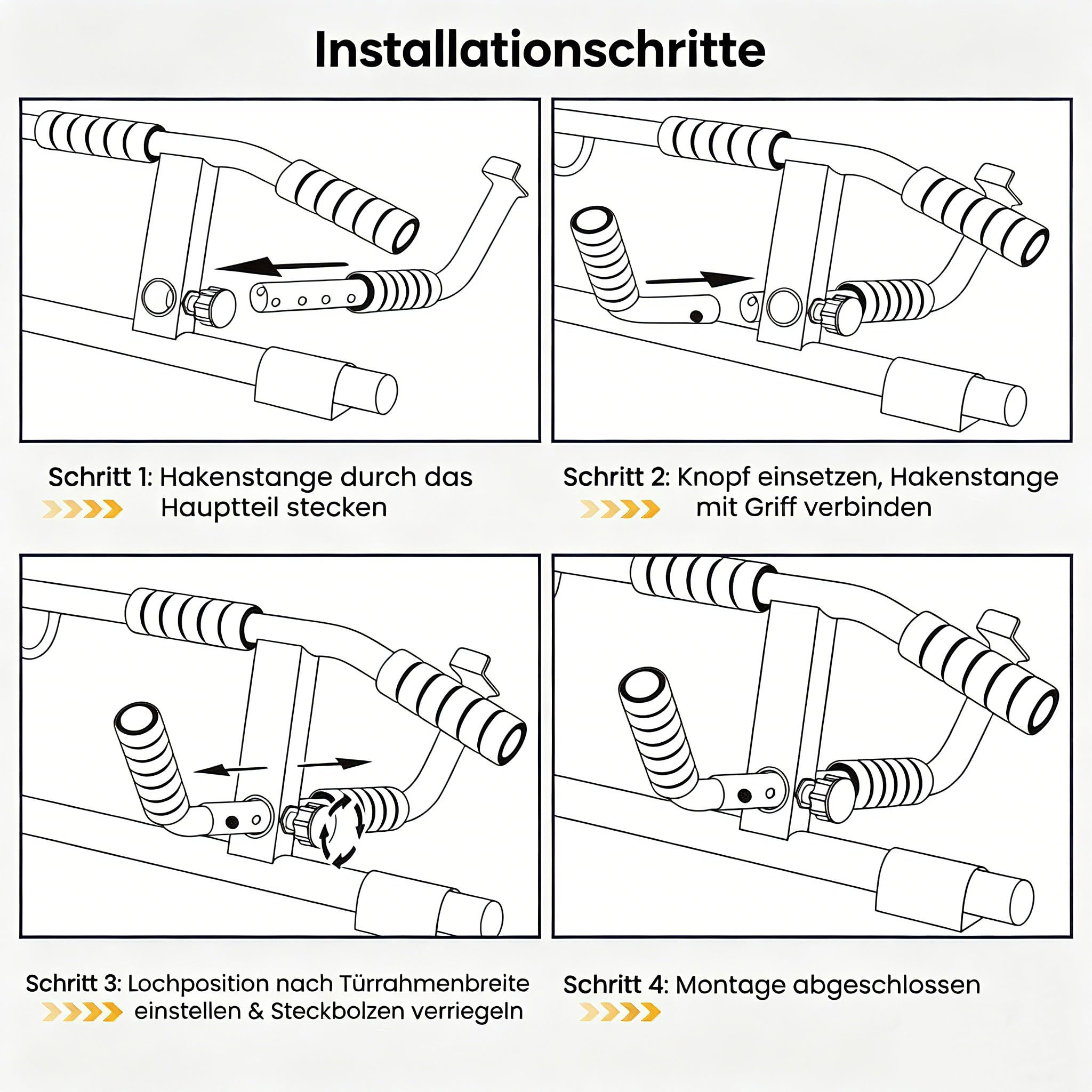 Klimmzugstange mit mehreren Griffen für die Tür – Klimmzugstange mit verbessertem Smart-Haken abgewinkelter Multi-Winkel-Griff, Heim-Fitnessgerät, Pull Up Bar mit professionellem Schlingentrainer