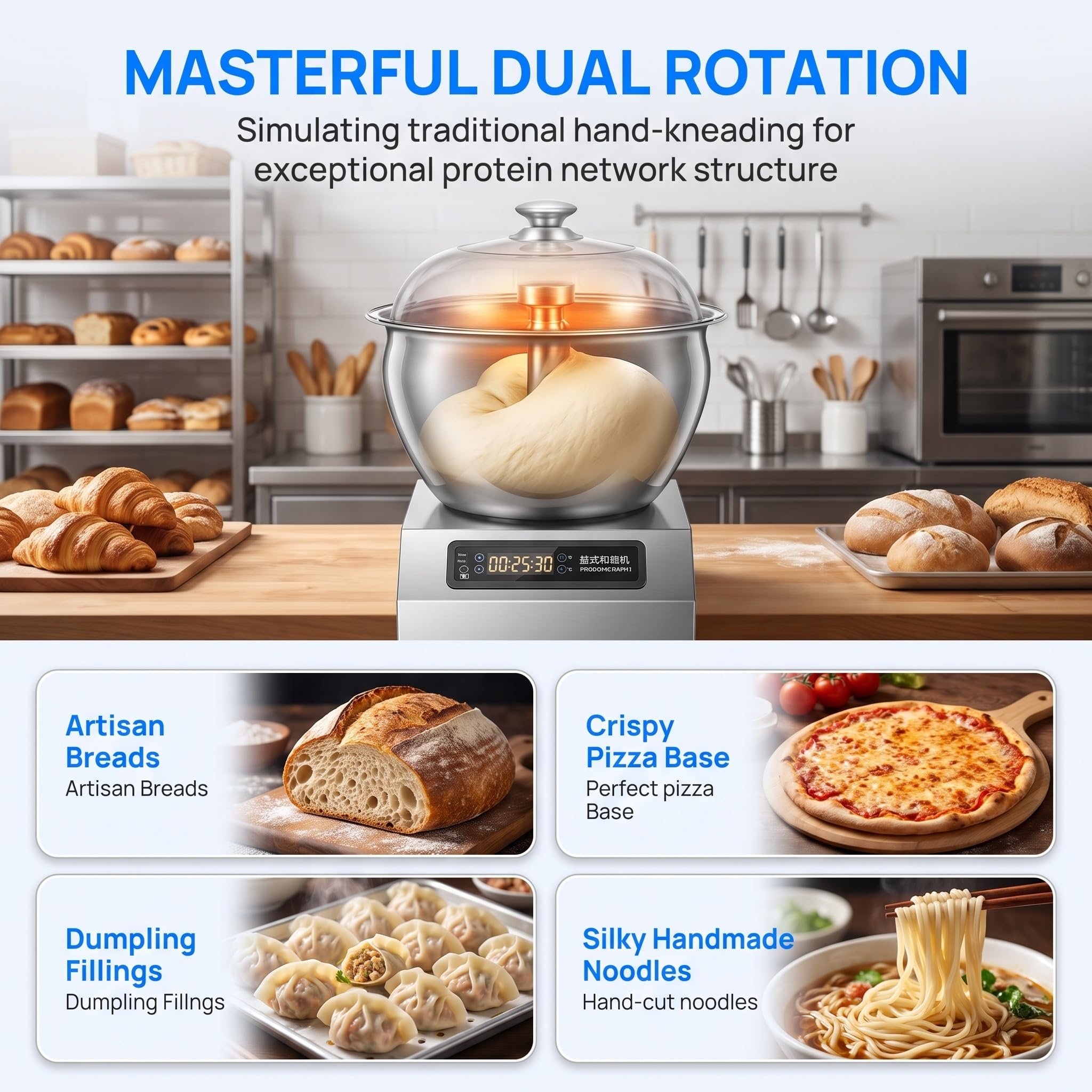 Impastatrice A Spirale Professionale, 5 Kg/8 Kg, 1800 W, Elettrica, Con Ciotola In Acciaio Inox, Impastatrice A Doppia Rotazione Per Pane, Pizza, Panetteria, Ristorante, Pizzeria. 8kg