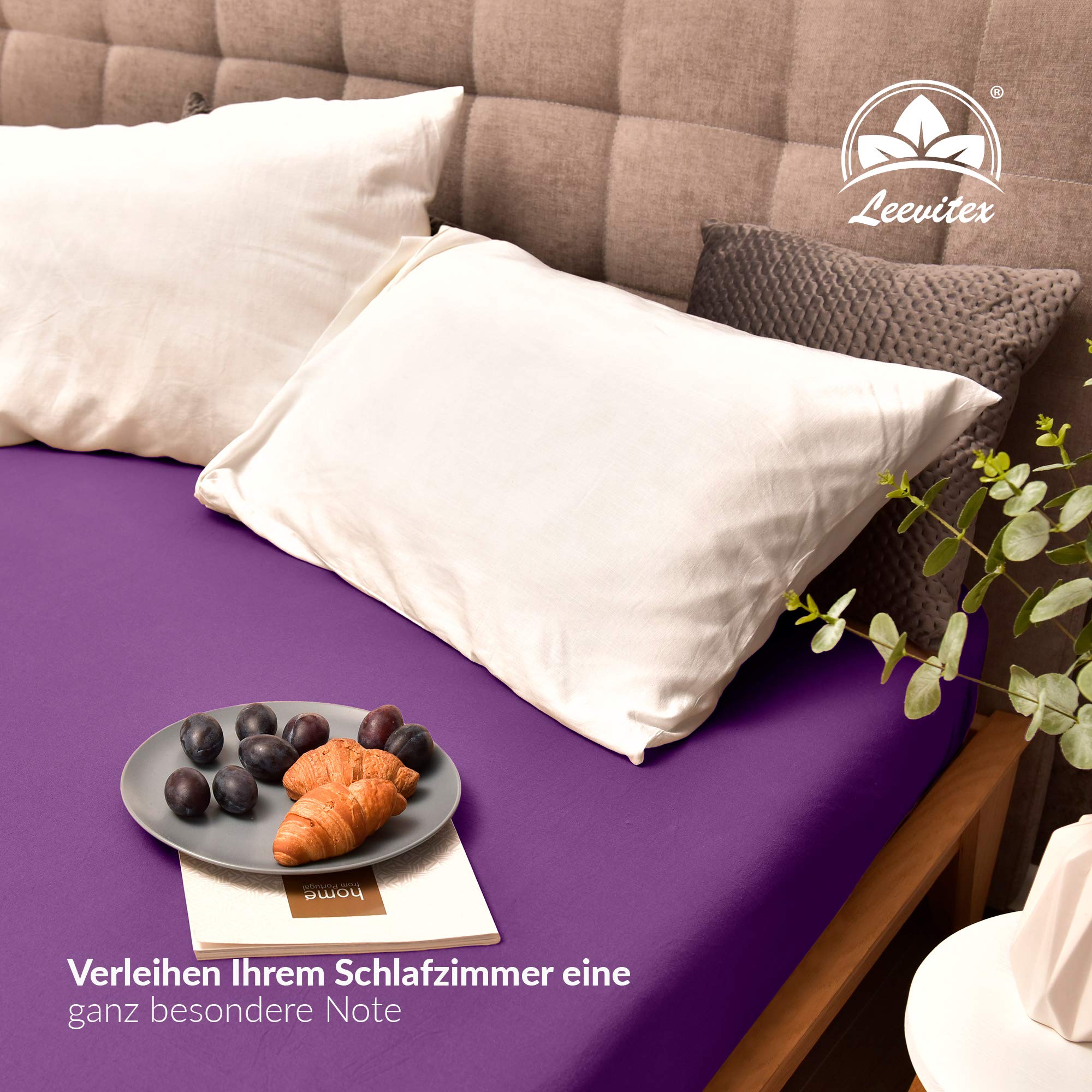 leevitex® Spannbettlaken 180x200cm - 200x200cm | Spannbetttuch Bettlaken | 100% Jersey Baumwolle | Matratzenhöhe bis 25 cm | Öko-Tex