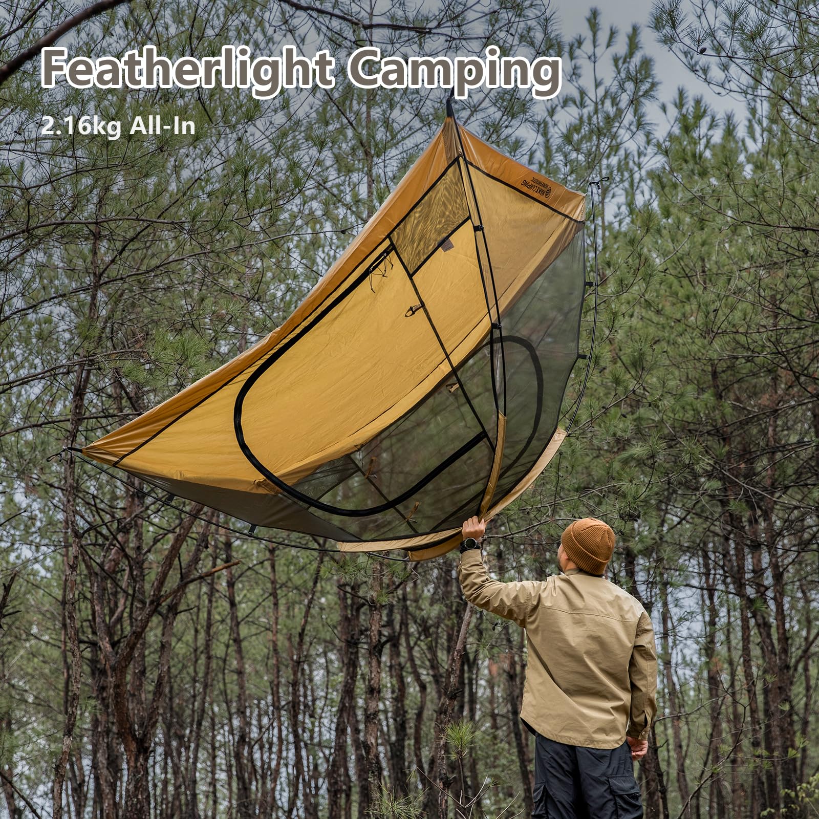 BISINNA Zelt 2 Personen | 3-4 Jahreszeiten Wasserdicht & Winddicht | Ultraleichtes Trekkingzelt mit Blitzaufbau & Kompakt Packmaß für Camping, Wandern, Festival