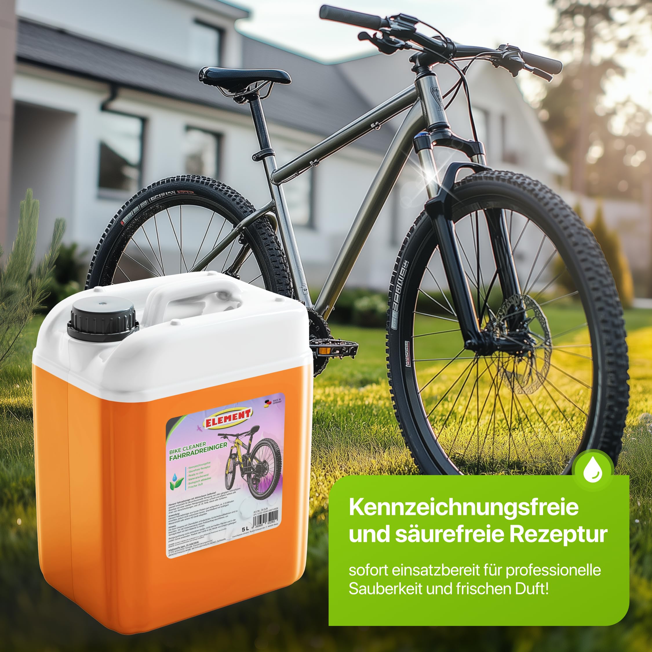 Element Fahrradreiniger I Bike Cleaner I 5 Liter I für alle Oberflächen I Fahrradpflege 5 L I Premium Reiniger für Fahrrad & E bike