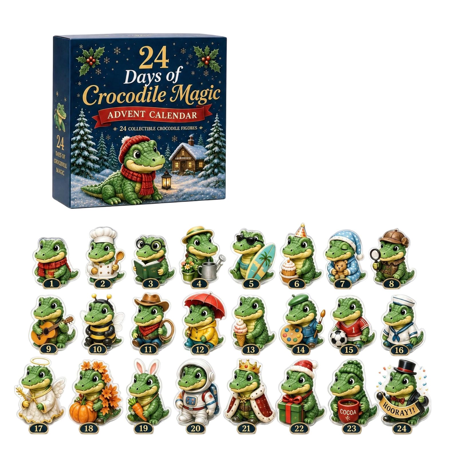 Crocodile Cub Advent Calendar 2026,2D Acrylic Figurines Gift 24ps