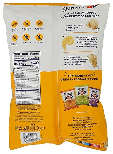 Miniatura 6 de SkinnyPop Bolsas de palomitas de maíz para microondas, bolsas saludables para microondas, mantequilla, 2.8 onzas, (paquete de 3)