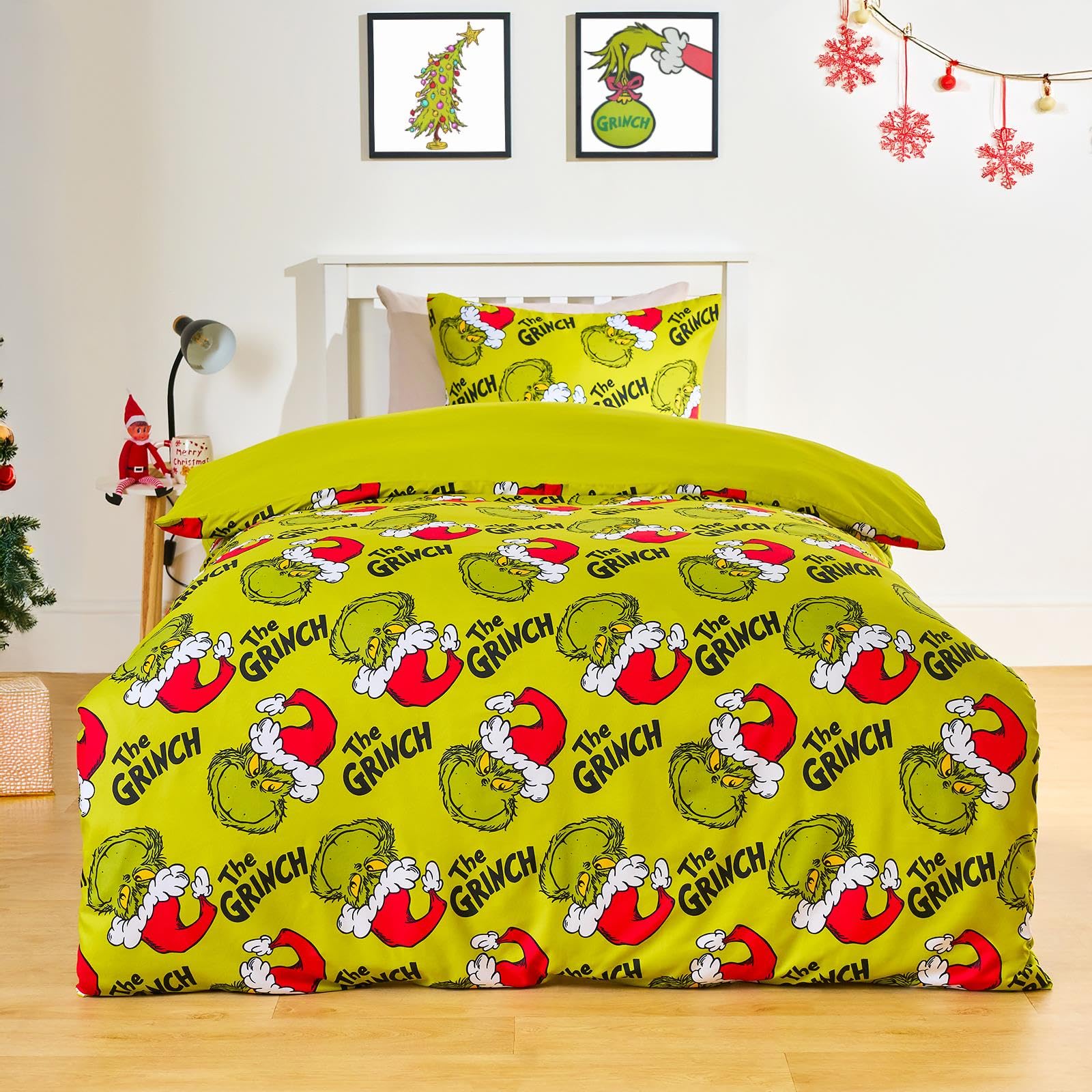 OHS The Grinch Single Bedding, Officially Licensed Grinch Christmas Bedding Super Soft War...
