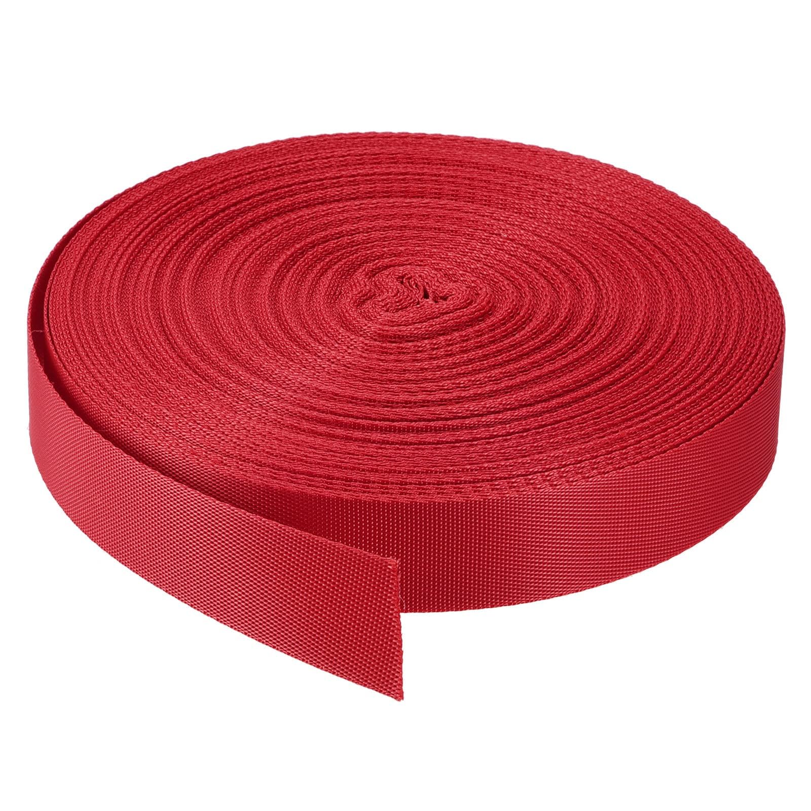 Unifizz Flat Nylon Webbing Strap – 1 Inch x 30 Yards Red, Abrasion-Resistant for Pet Leashes, Bag Handles, Furniture Repair & Garden Ties