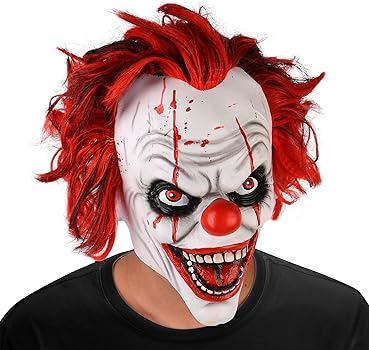 Amazon.co.jp: HOTTERCOS 怖い邪悪なピエロマスク ハロウィン ホラー