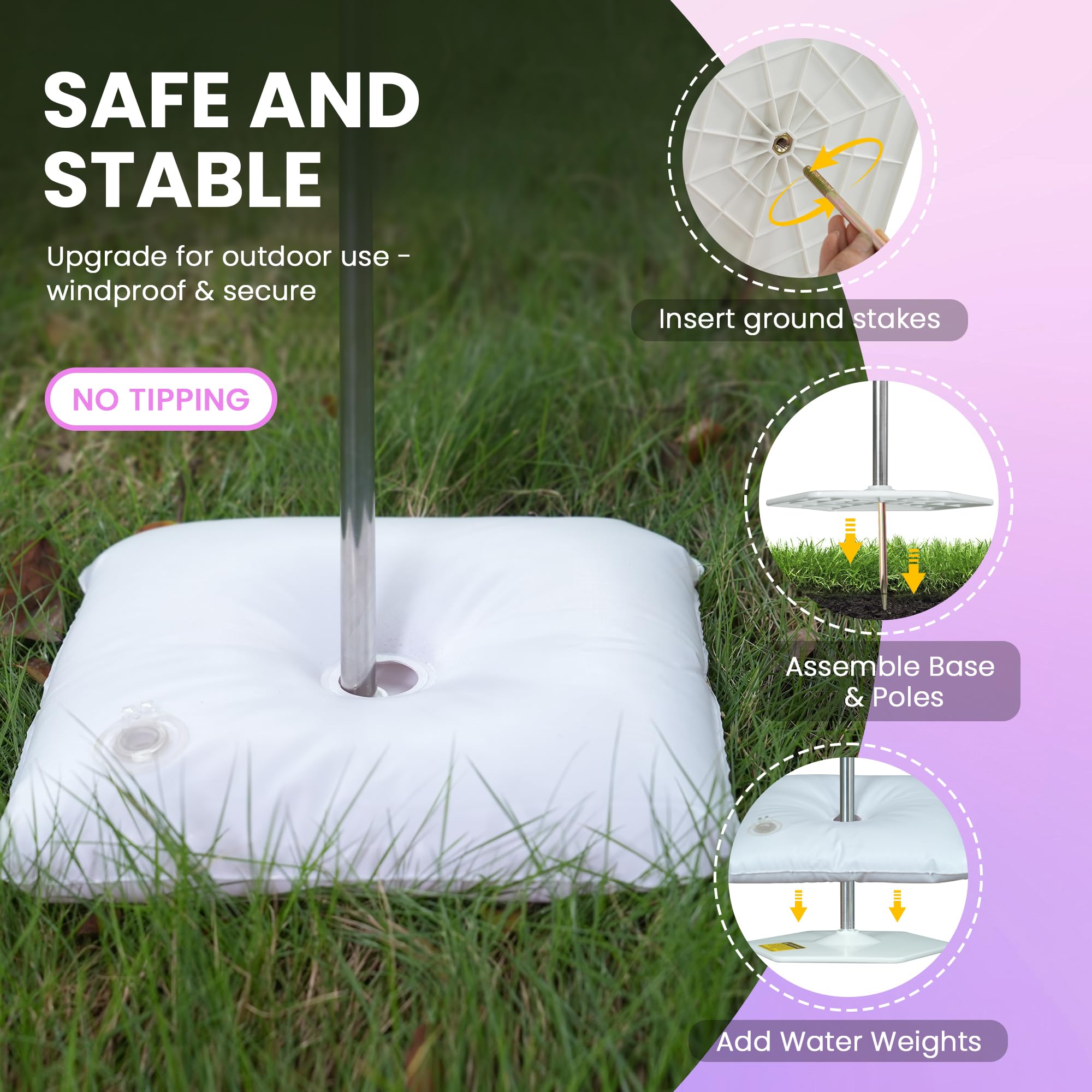 Kaucytue Set di 2 supporti per palloncini a colonna regolabile, in metallo, da 2 m, con basi, adatto per compleanni, decorazioni per feste, matrimoni