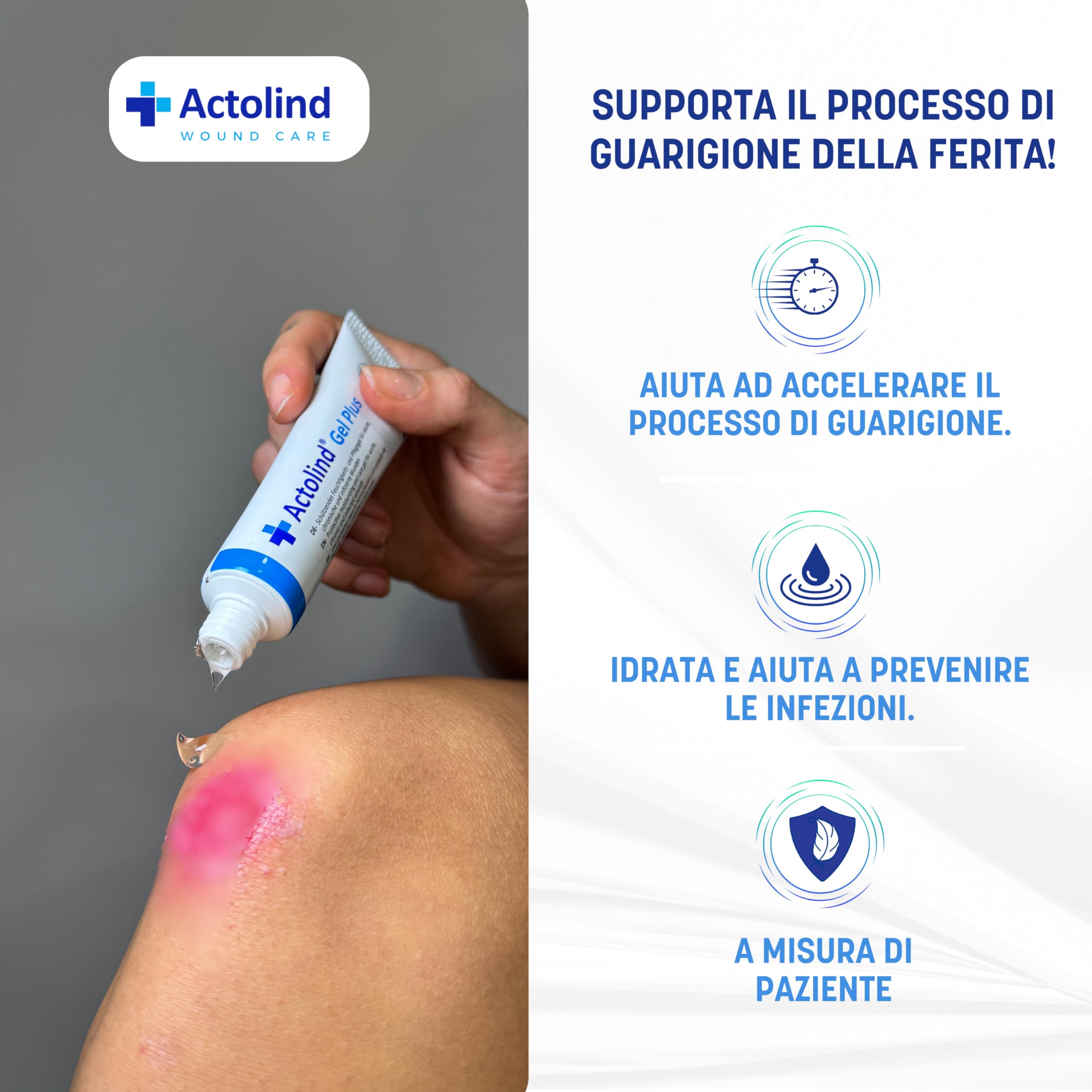 Actolind Gel Plus 50 ml – Gel antisettico per ferite e ustioni | Dispositivo Medico CE Classe III