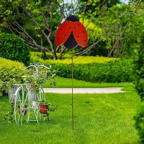 Miniatura 2 de Decoración de jardín, estacas de metal para patio, césped de primavera, decoración de plantas para interiores y exteriores, adornos para patio,